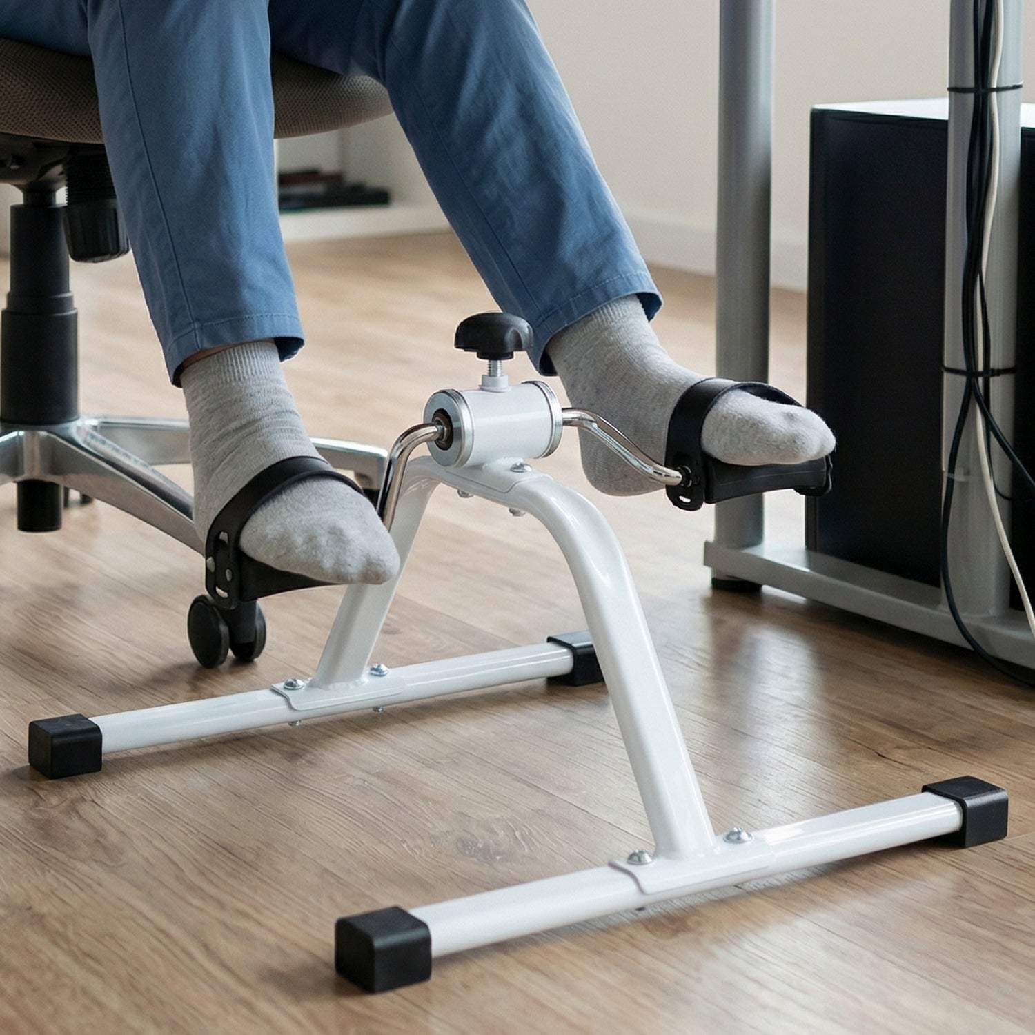 Compact exercise pedal machine for space-saving workouts