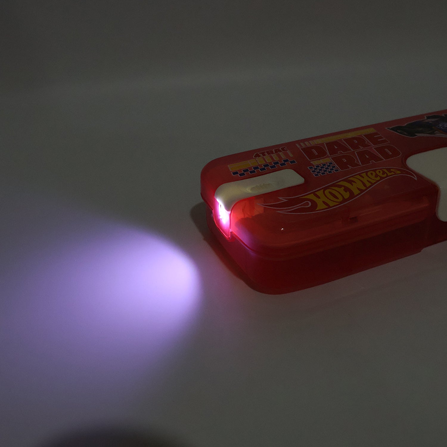 Detailed close-up of the engaging cartoon print on the LED Light Pencil Box surface.