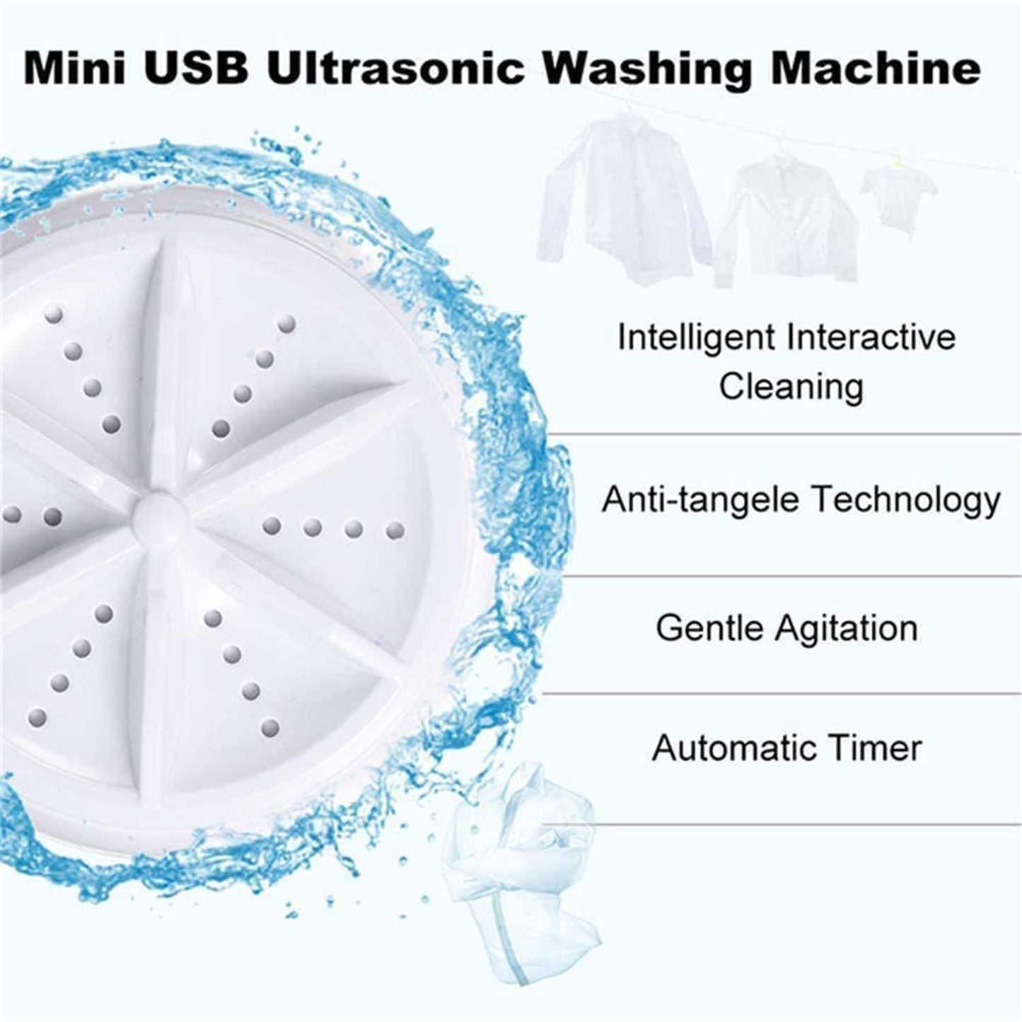 A mini portable washing machine in a compact setting, perfect for dorms or camping trips.