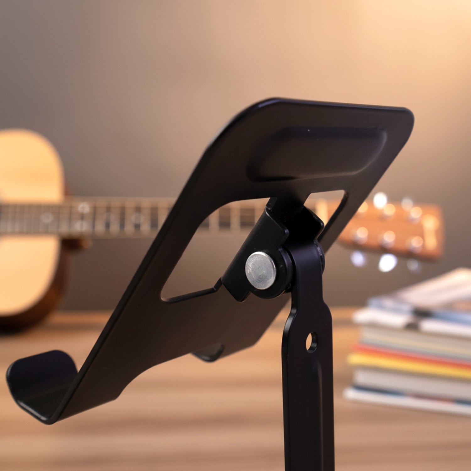Metal phone stand showing adjustable angle