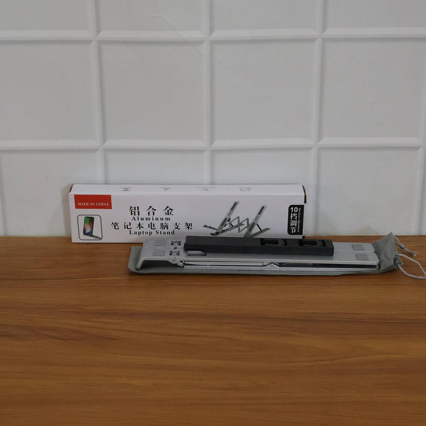 Multiple angle view of adjustable aluminium laptop stand