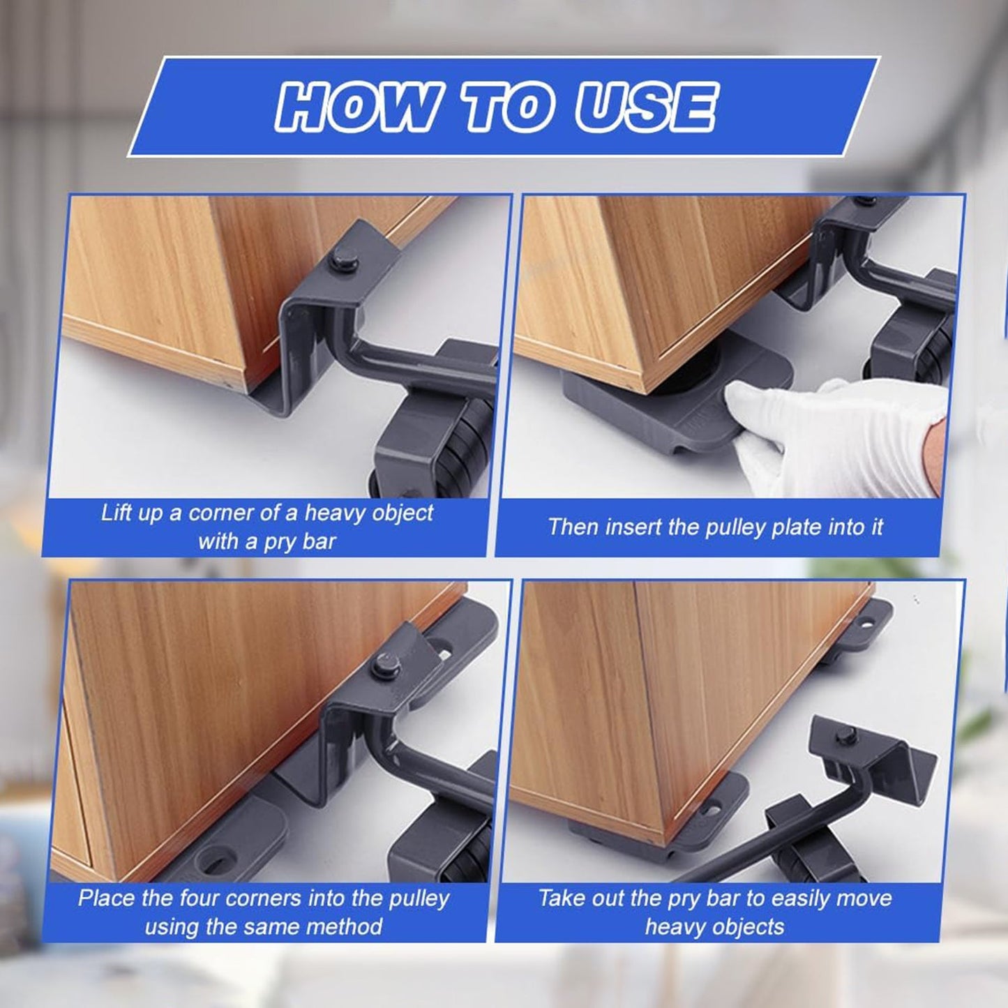 Ergonomic lifter tool lever for furniture moving and shifting heavy appliances