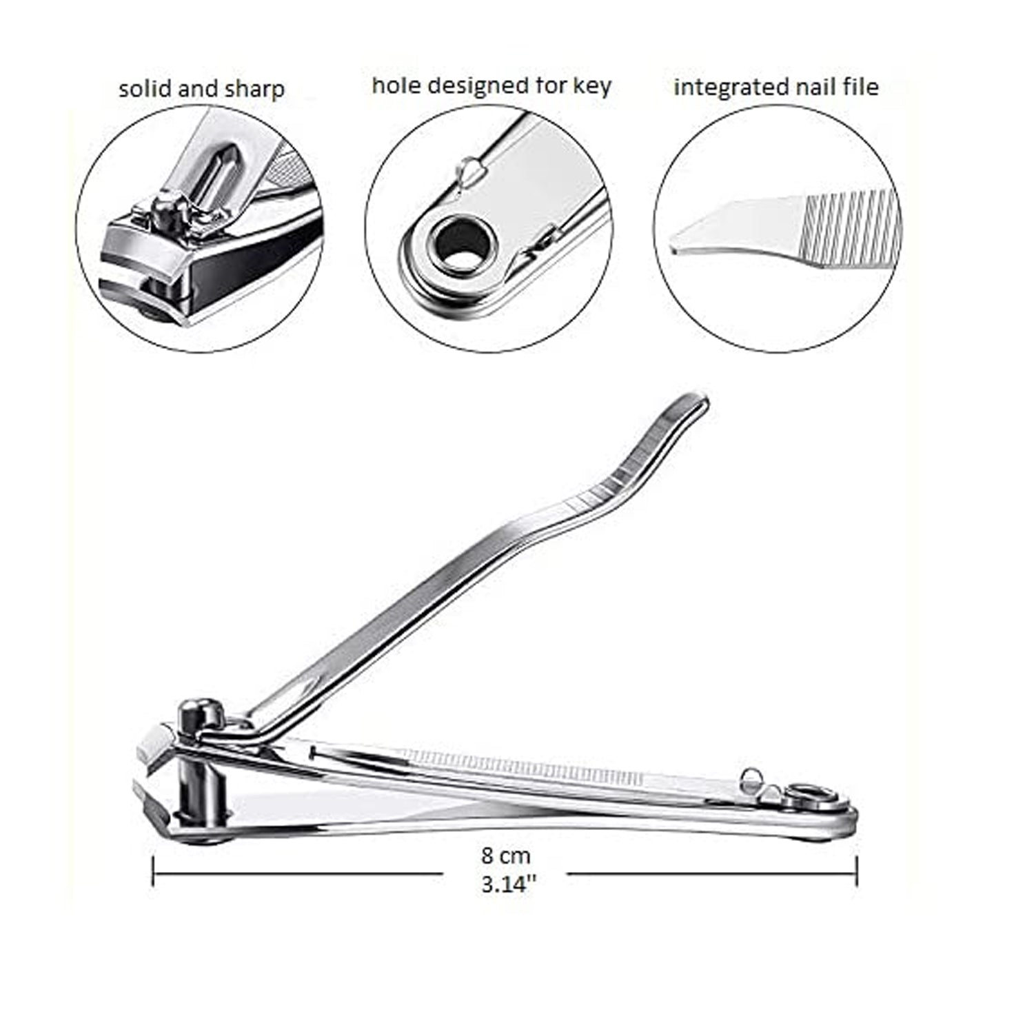 Size comparison of stainless steel nail cutter for easy portability