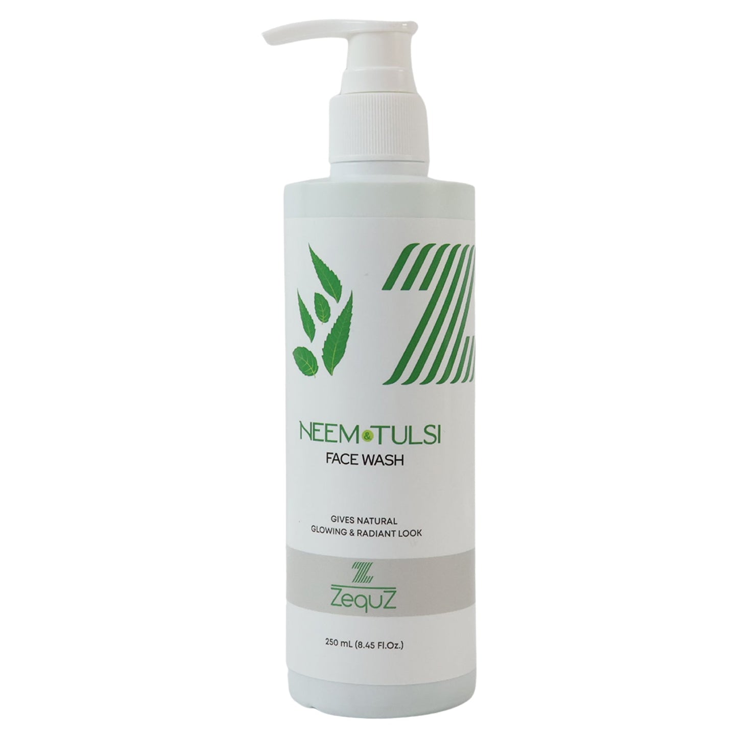 Side view of Neem & Tulsi Face Wash bottle highlighting pump dispenser