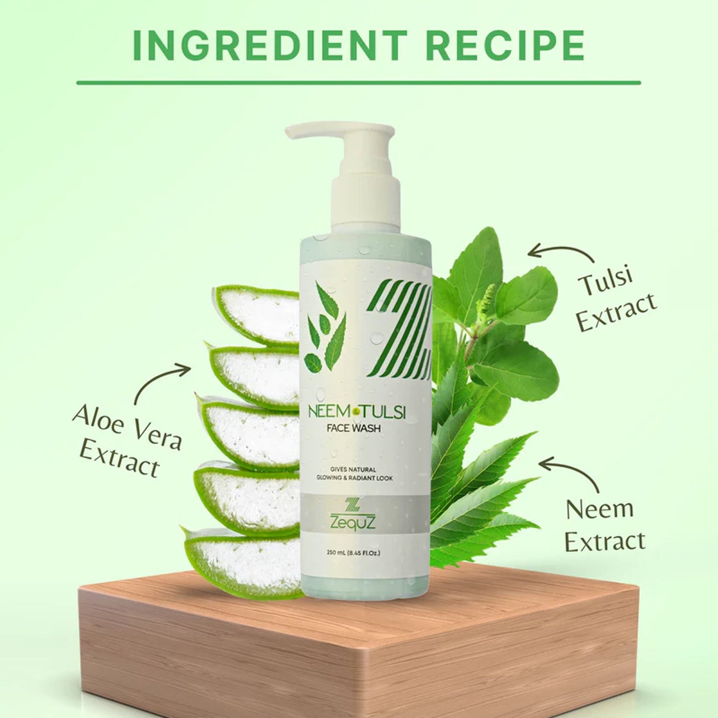 Close-up of the light foaming gel texture of Neem & Tulsi Face Wash