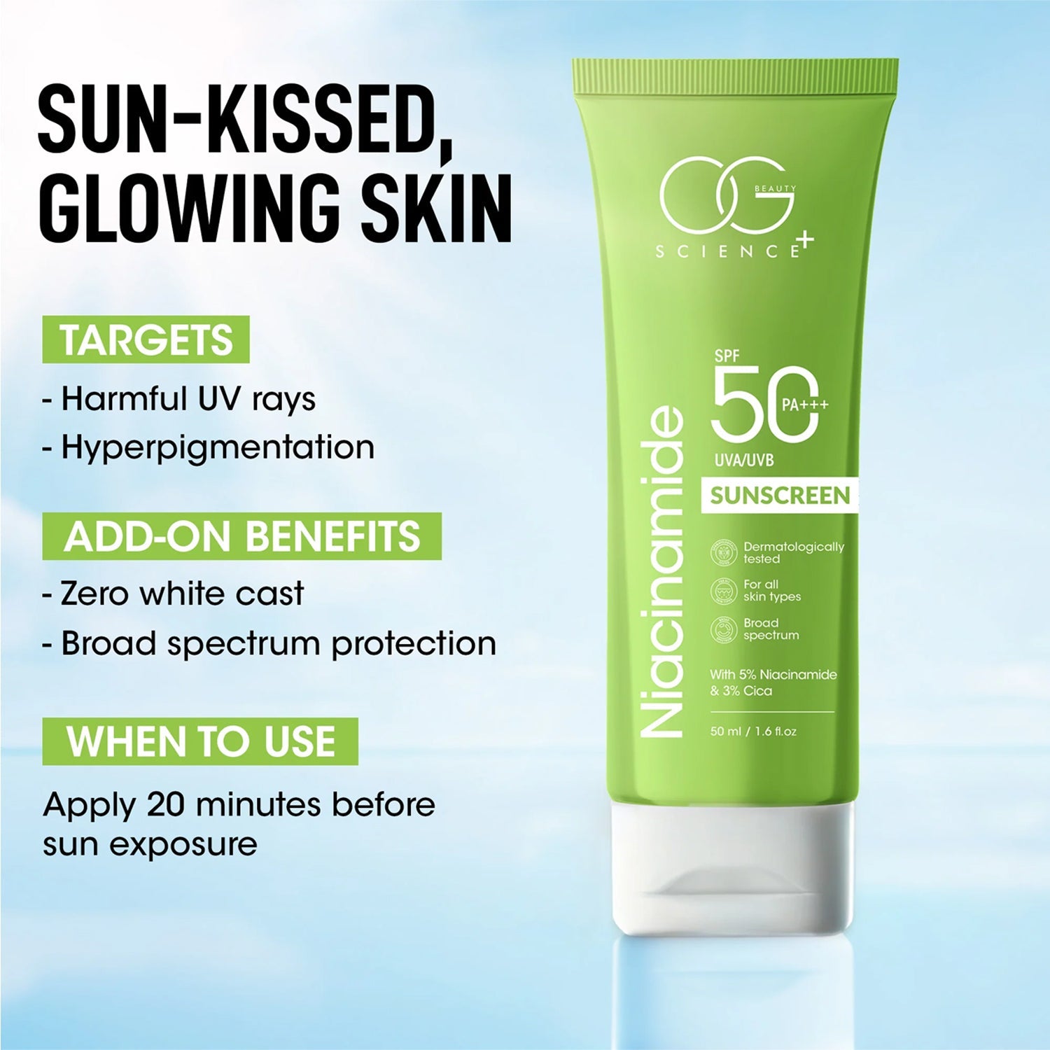 Niacinamide Sunscreen SPF 50 PA+++ cream texture close-up