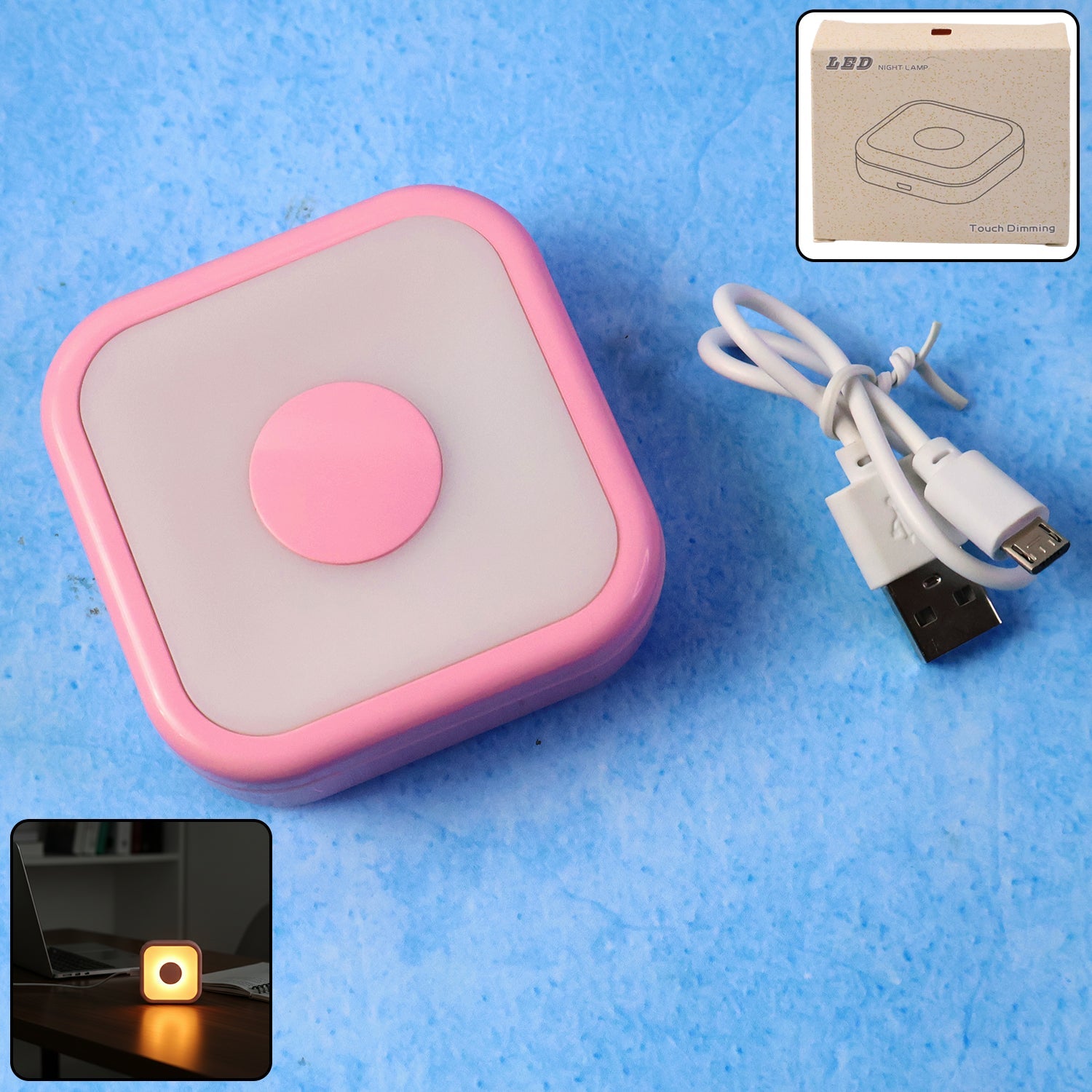 Portable USB-powered LED night lamp with touch sensor