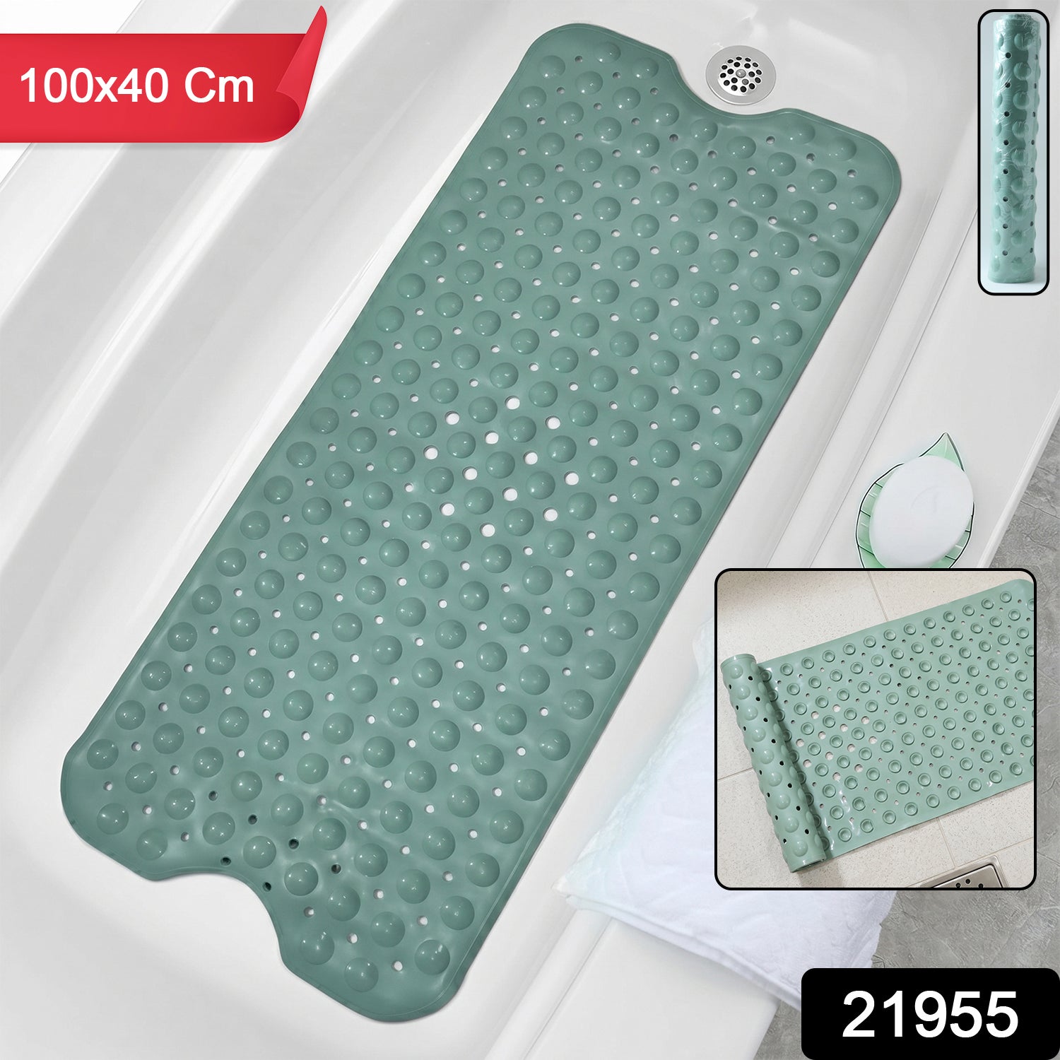 Anti-slip waterproof bathroom shower mat with suction cups