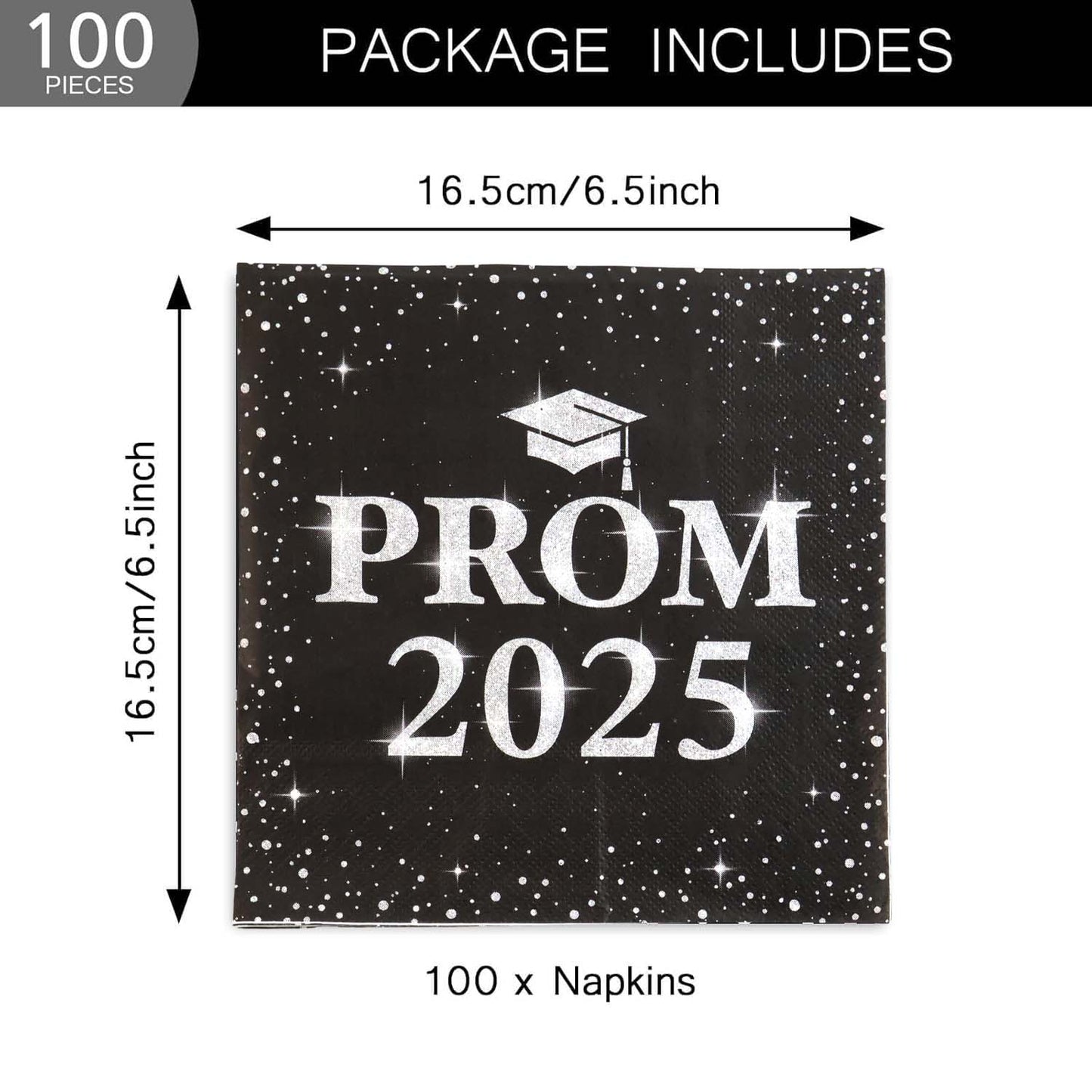 Disposable paper Prom 2025 napkins showcasing size and quality