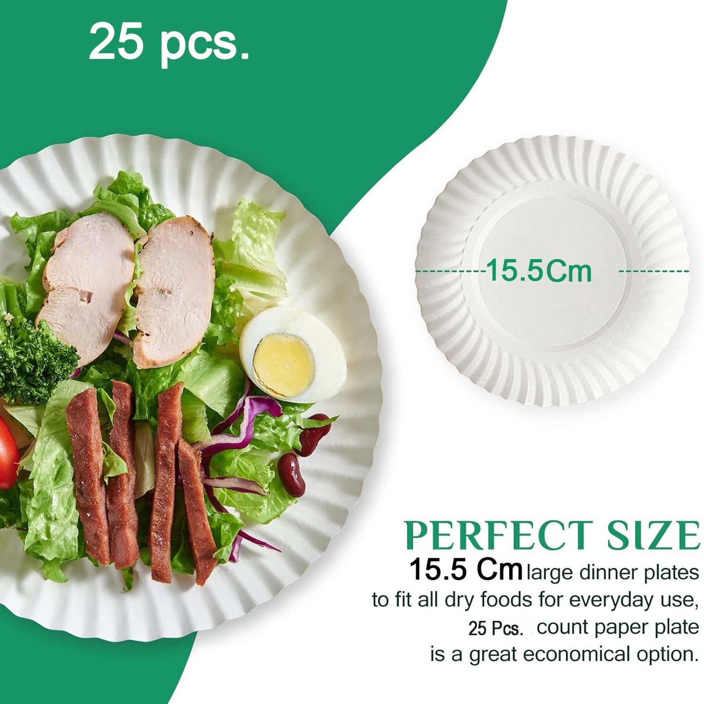 One Freshee 7 inch compostable paper plate on plain background showing shape.