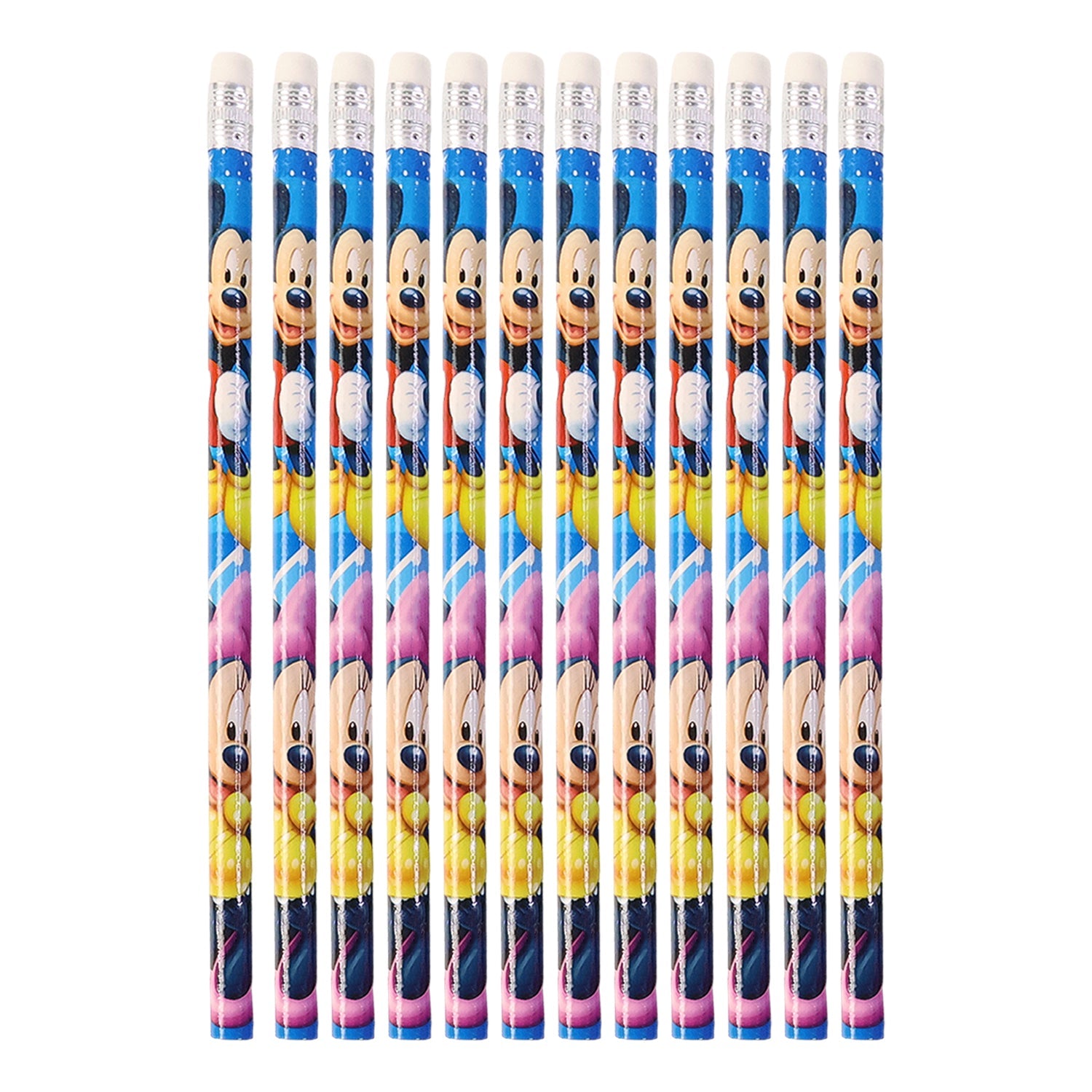 Durable wooden cartoon pencil with smooth graphite writing core and eraser tip
