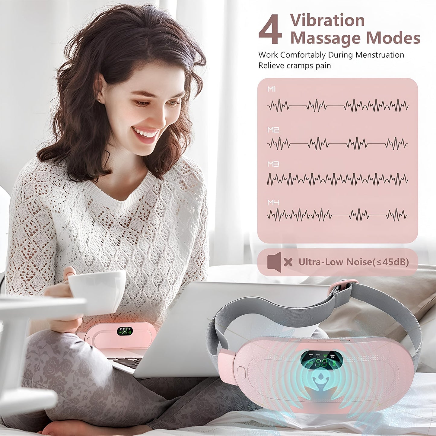 Portable heating belt for back and stomach comfort and pain relief