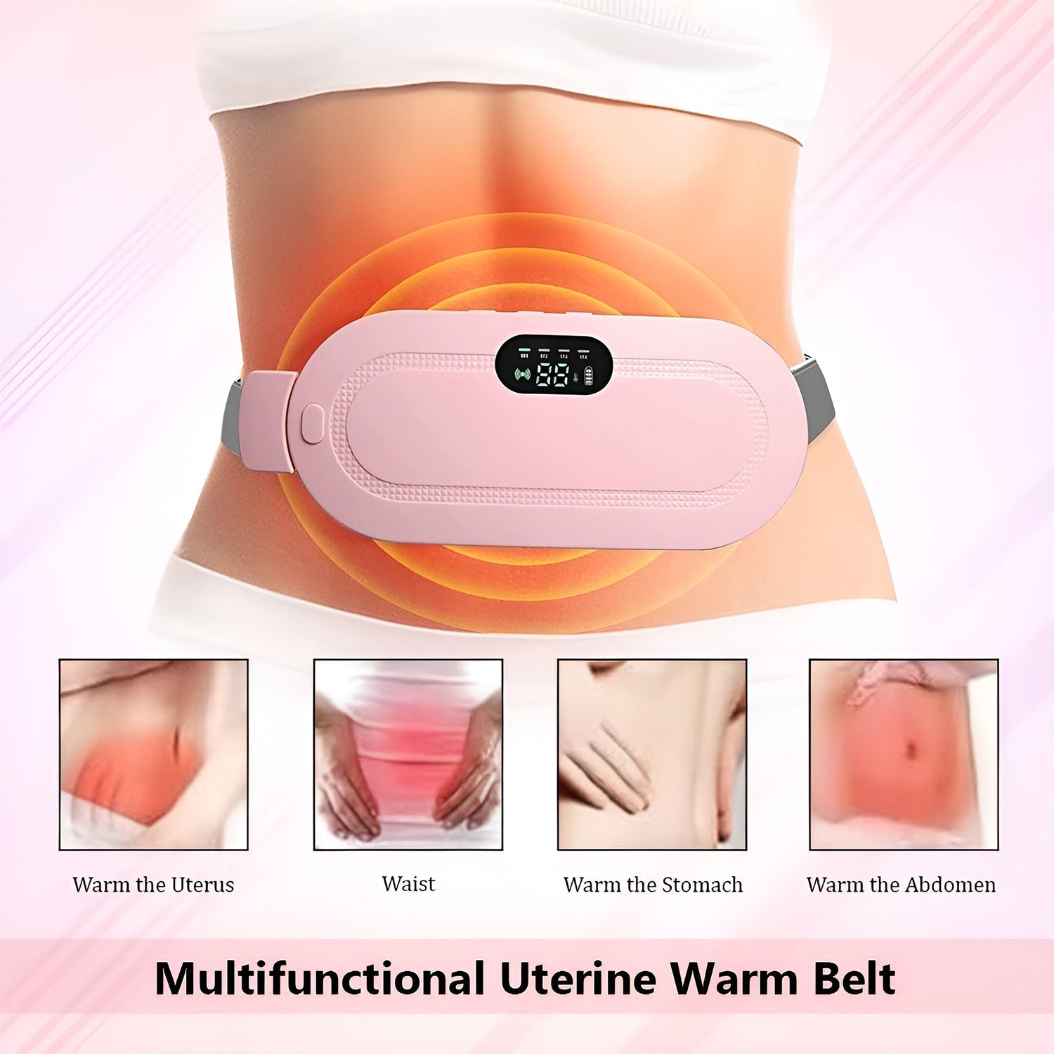 Home-use electric heating belt for back and abdomen pain relief
