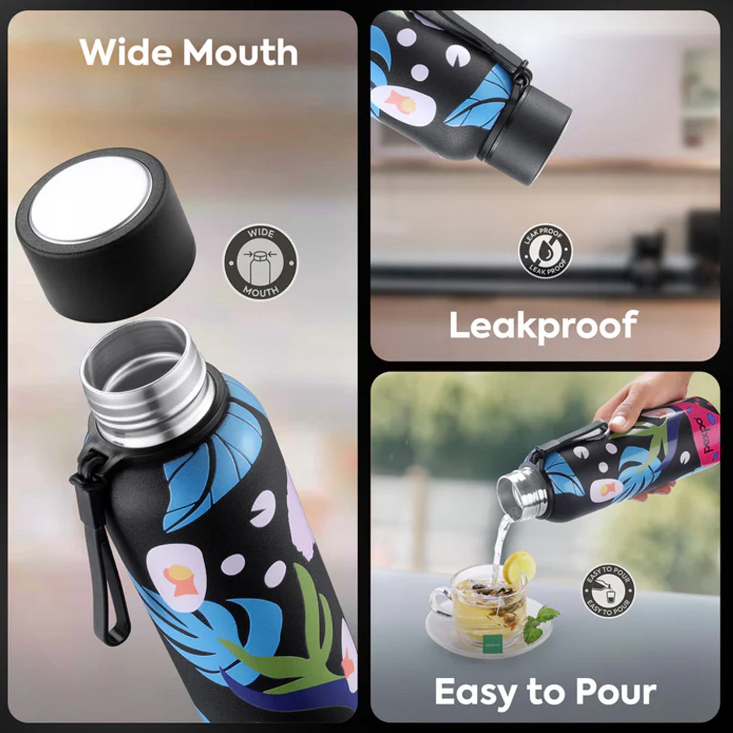 Durable stainless steel water bottle with leakproof screw cap