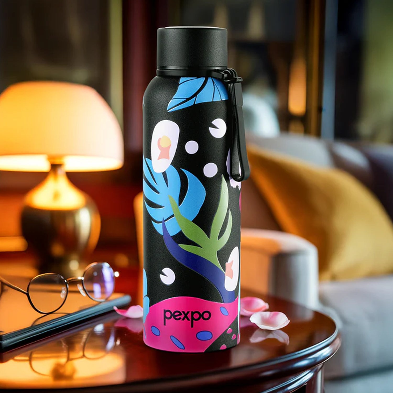Trendy printed stainless steel water bottle for daily hydration
