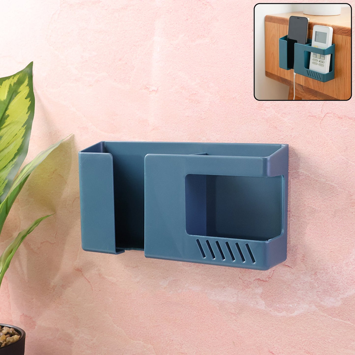 Wall mounted mobile and remote control storage holder mounted on wall