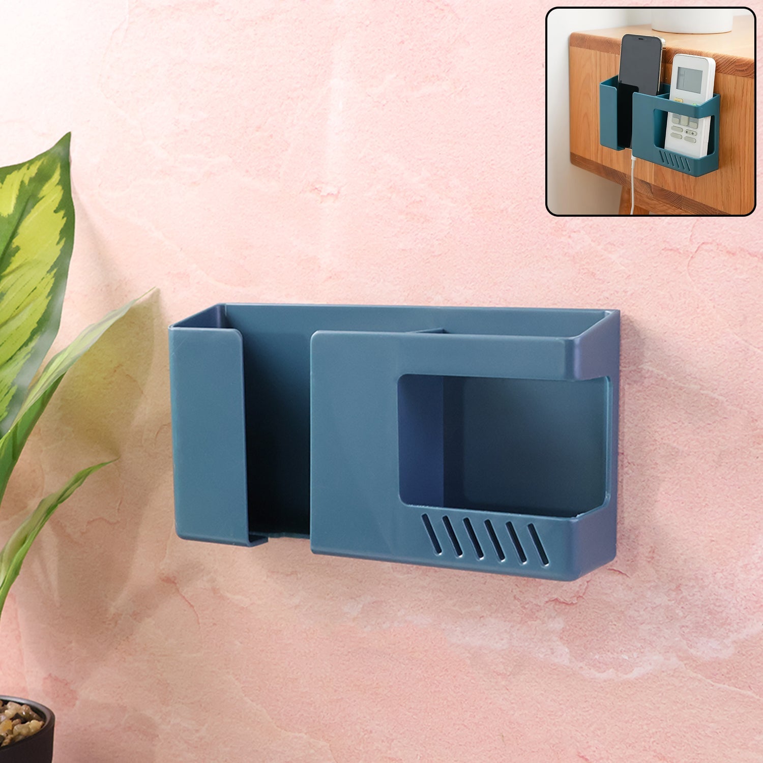 Wall mounted mobile and remote control storage holder mounted on wall