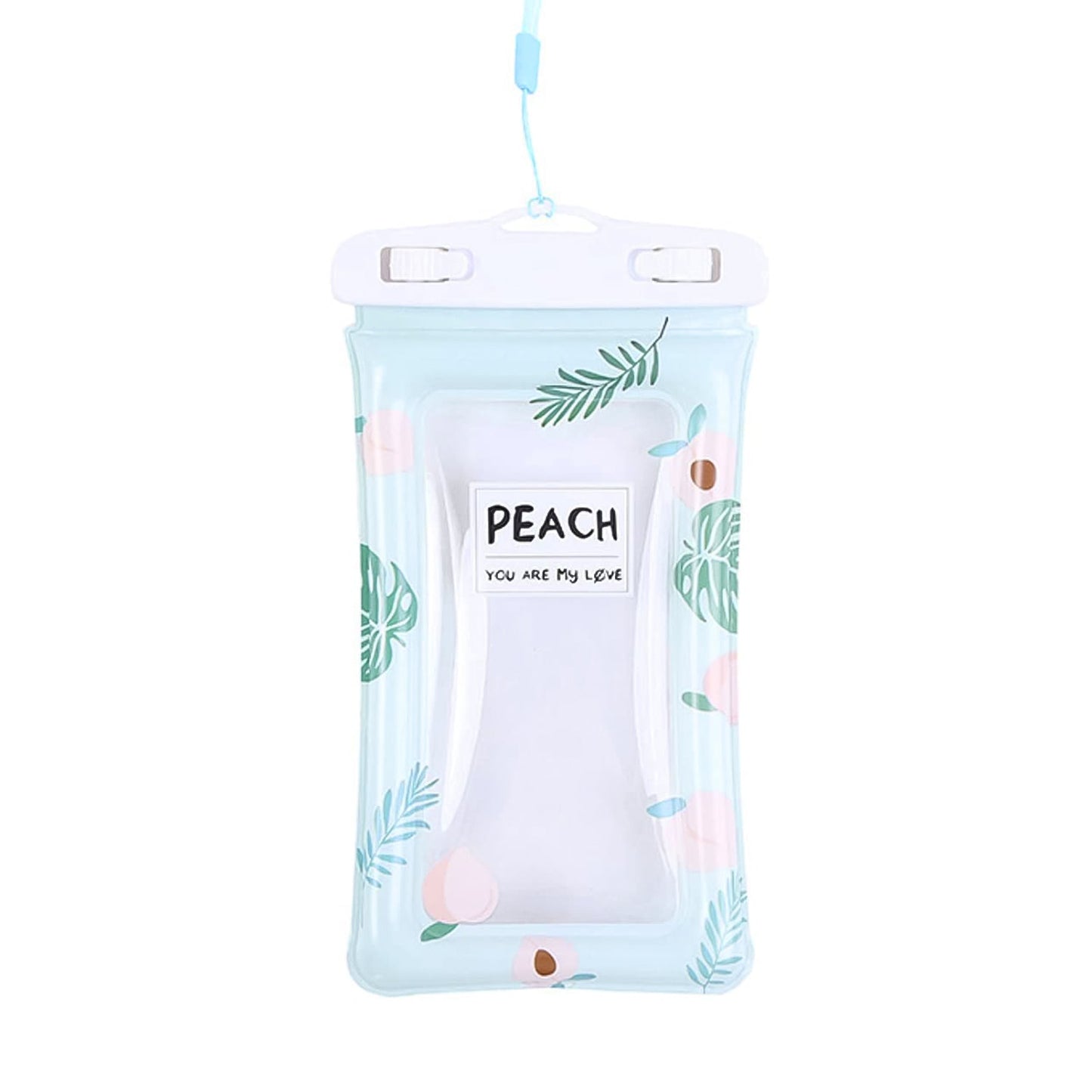 Floating waterproof mobile case in peach color ideal for water activities
