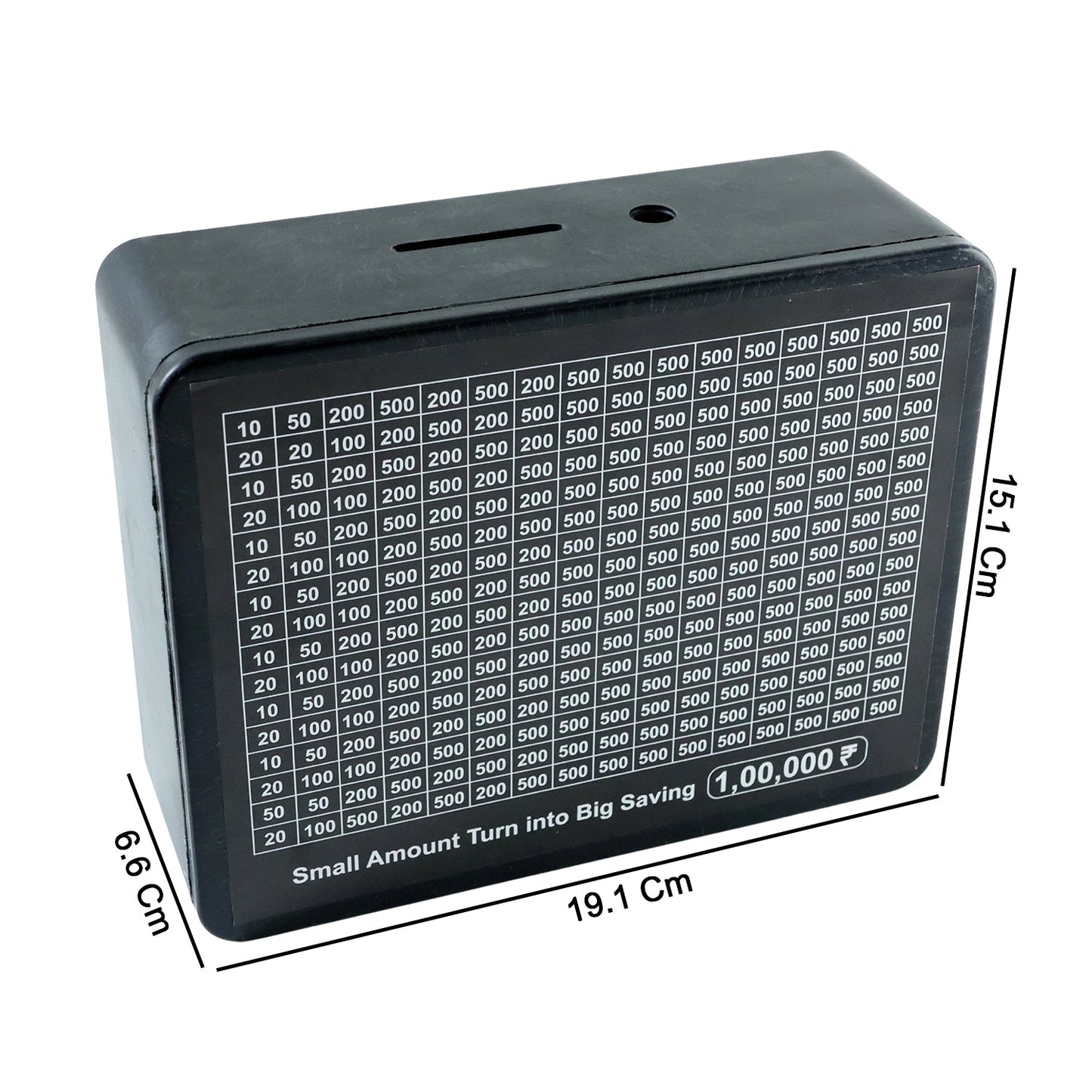 Coin and note deposit slot of reusable savings tracker money box