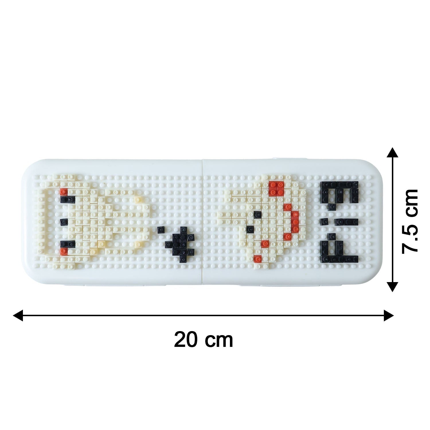 Size details of pixel art style desk pen holder displaying compact dimensions