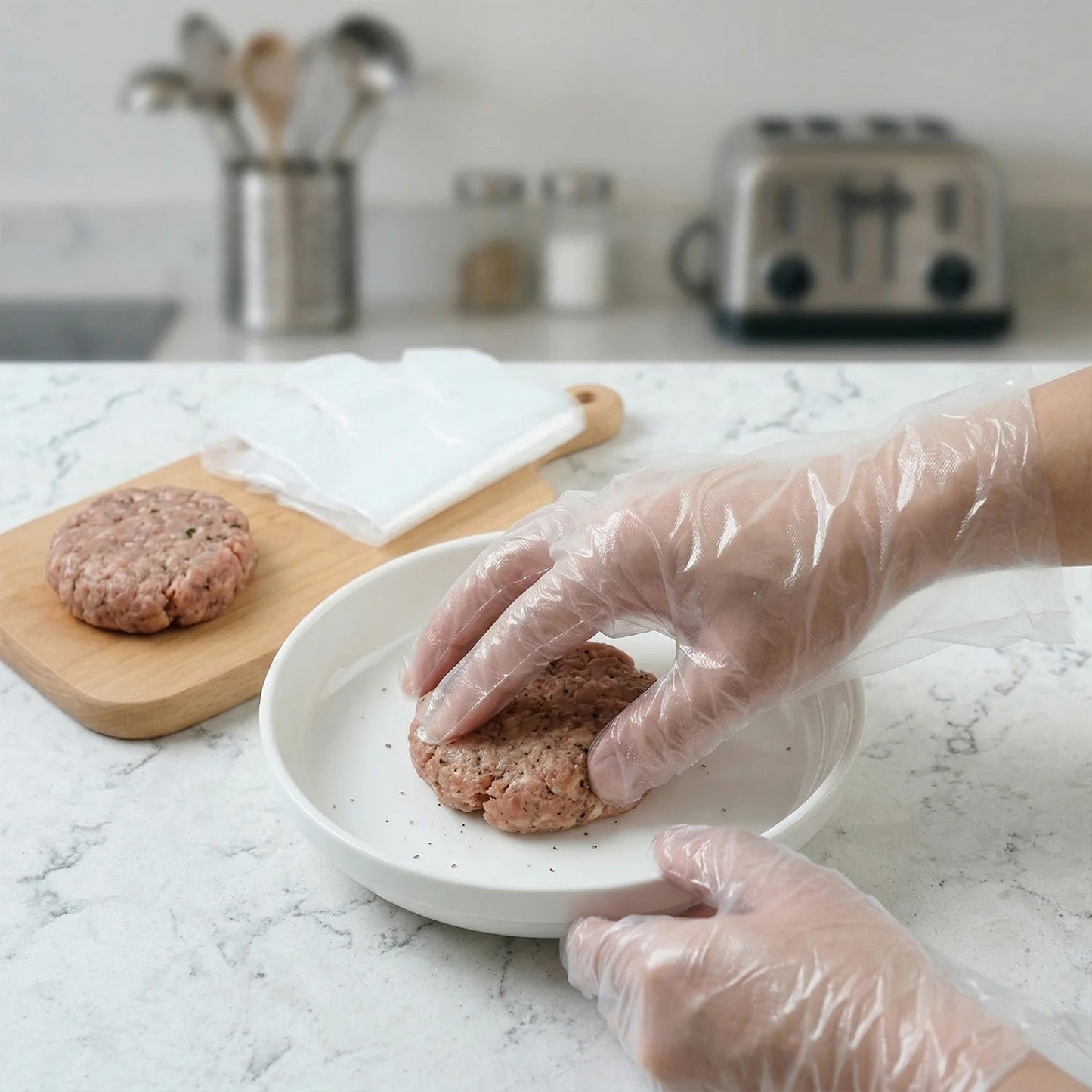 Disposable transparent hand protection gloves
