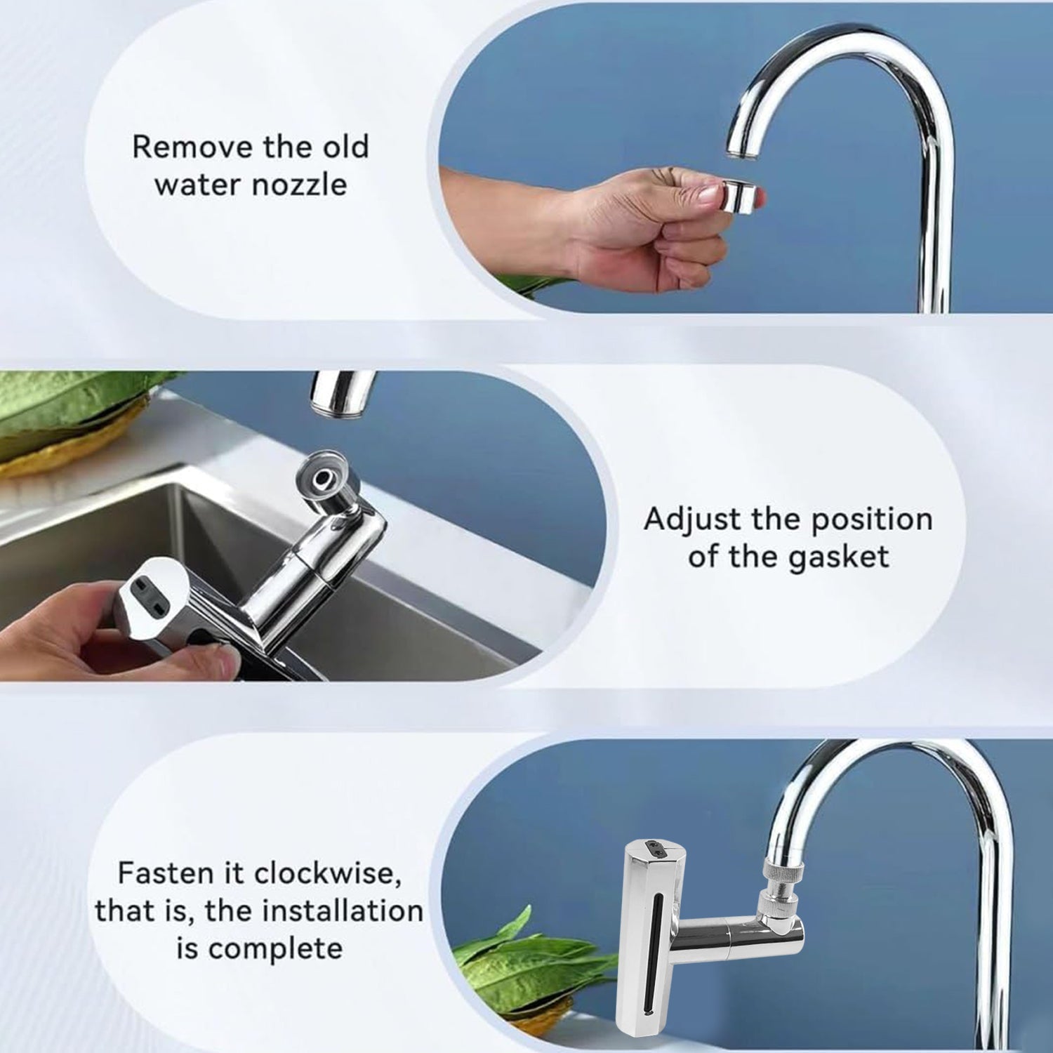 Ergonomic design of the plastic shower head for comfortable handling.