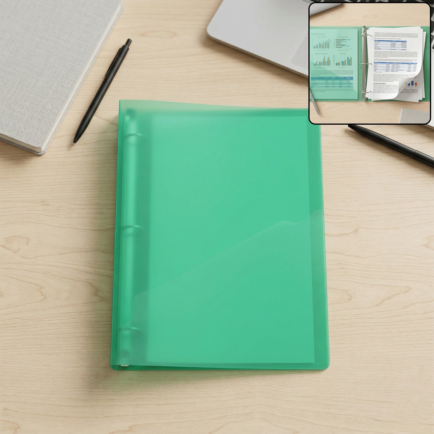 Office ring binder folder for organized papers