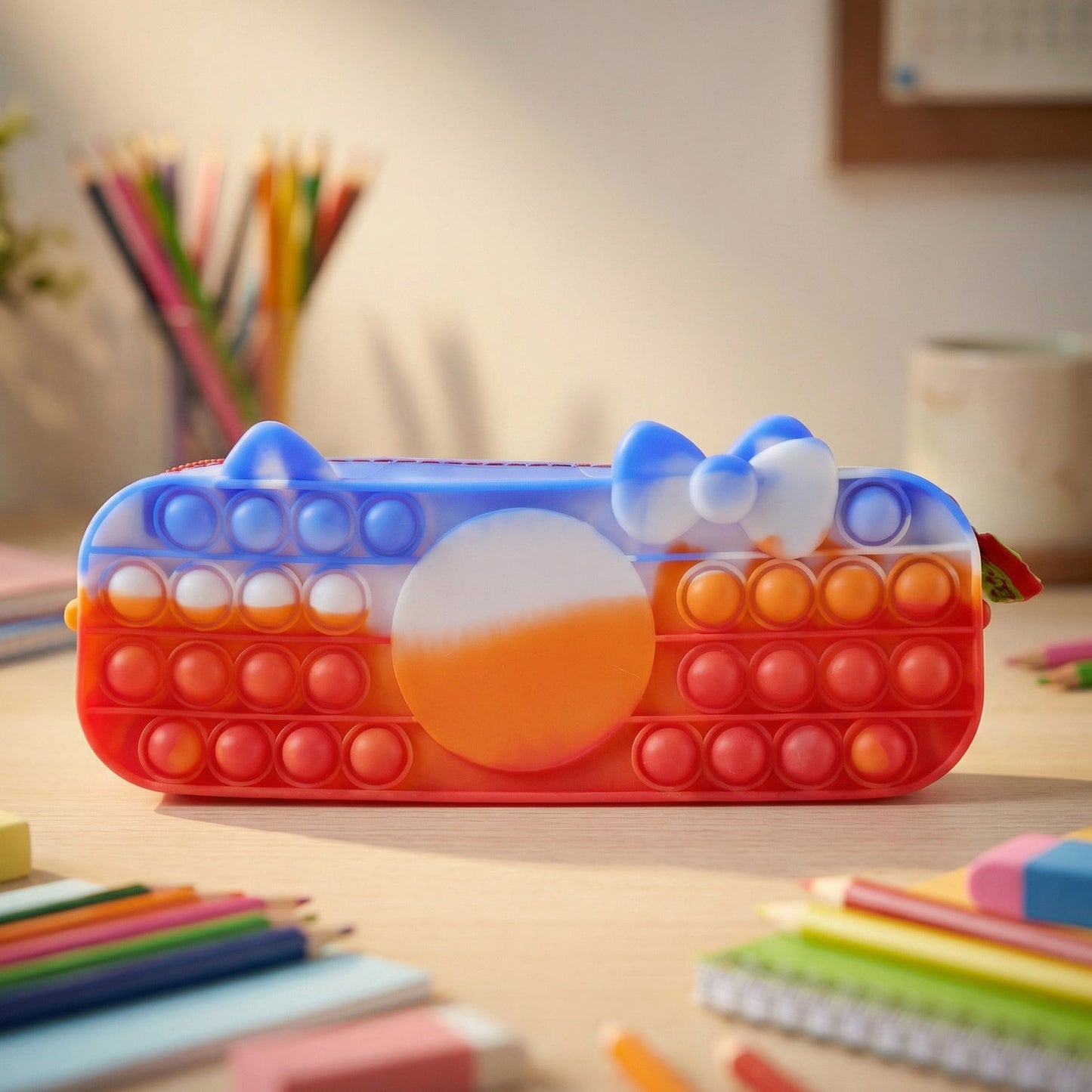 Portable and lightweight pop it pencil case for kids