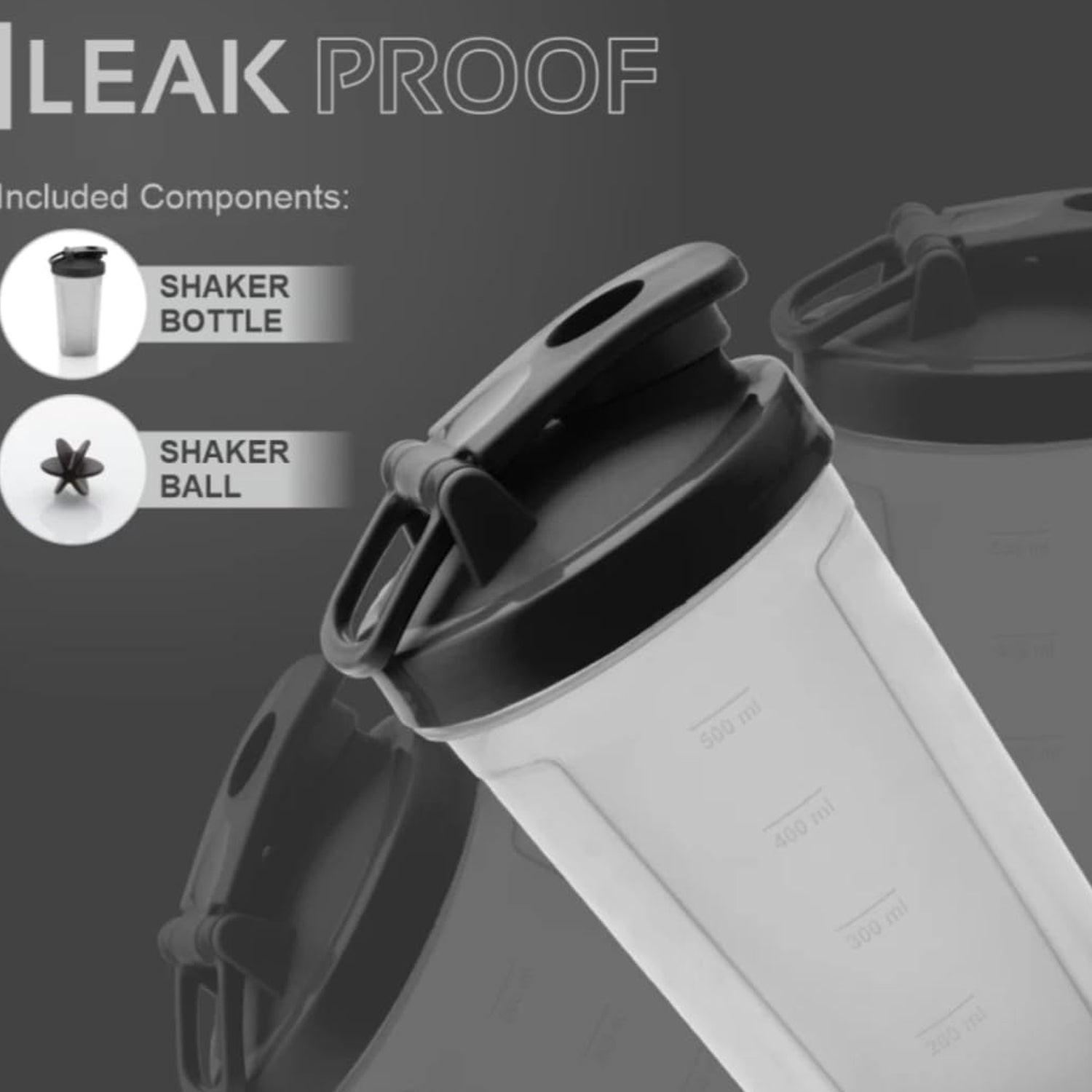 Ergonomic grip of the 500 ml plastic gym shaker bottle for comfortable handling