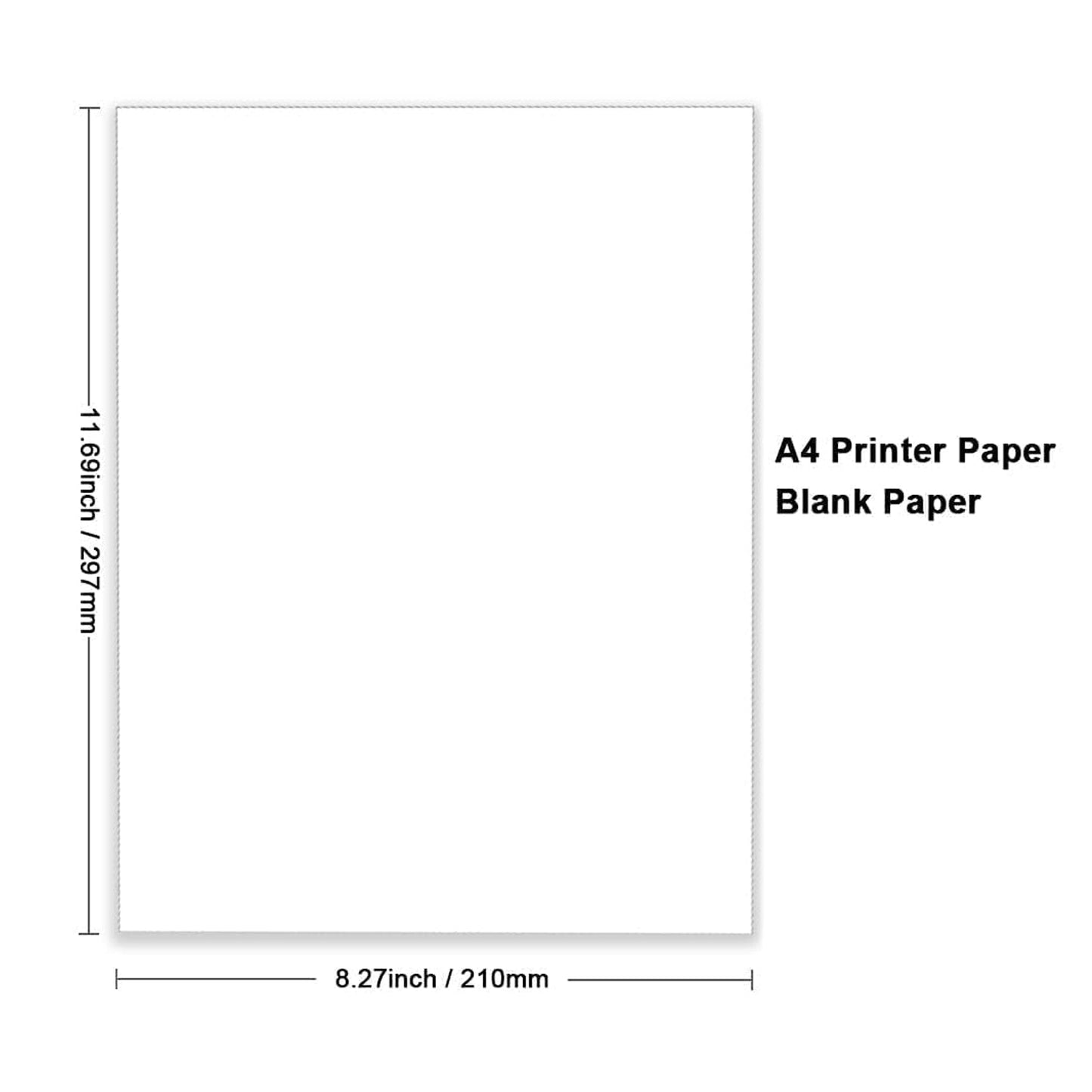 A4 paper stack showing size and dimensions of 30x21 cm
