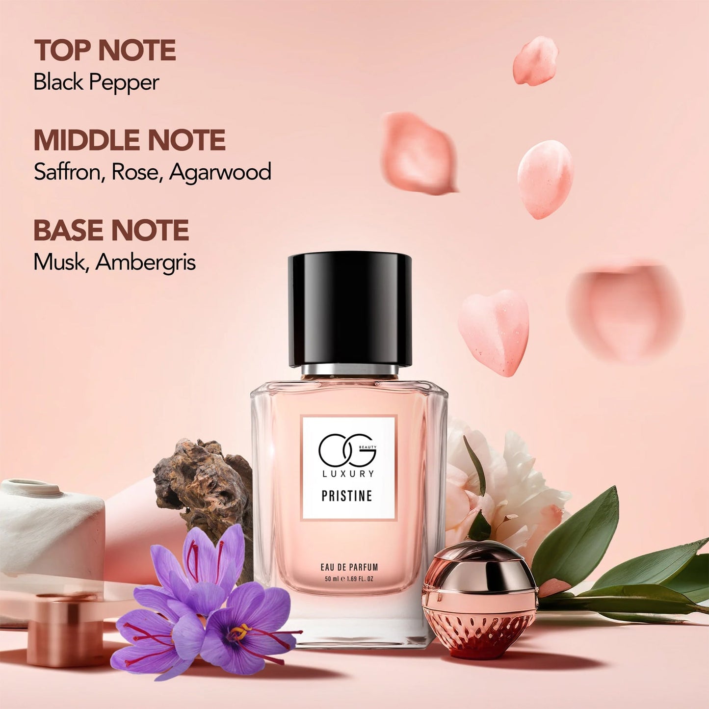 Pristine Eau De Parfum bottle on display highlighting compact design
