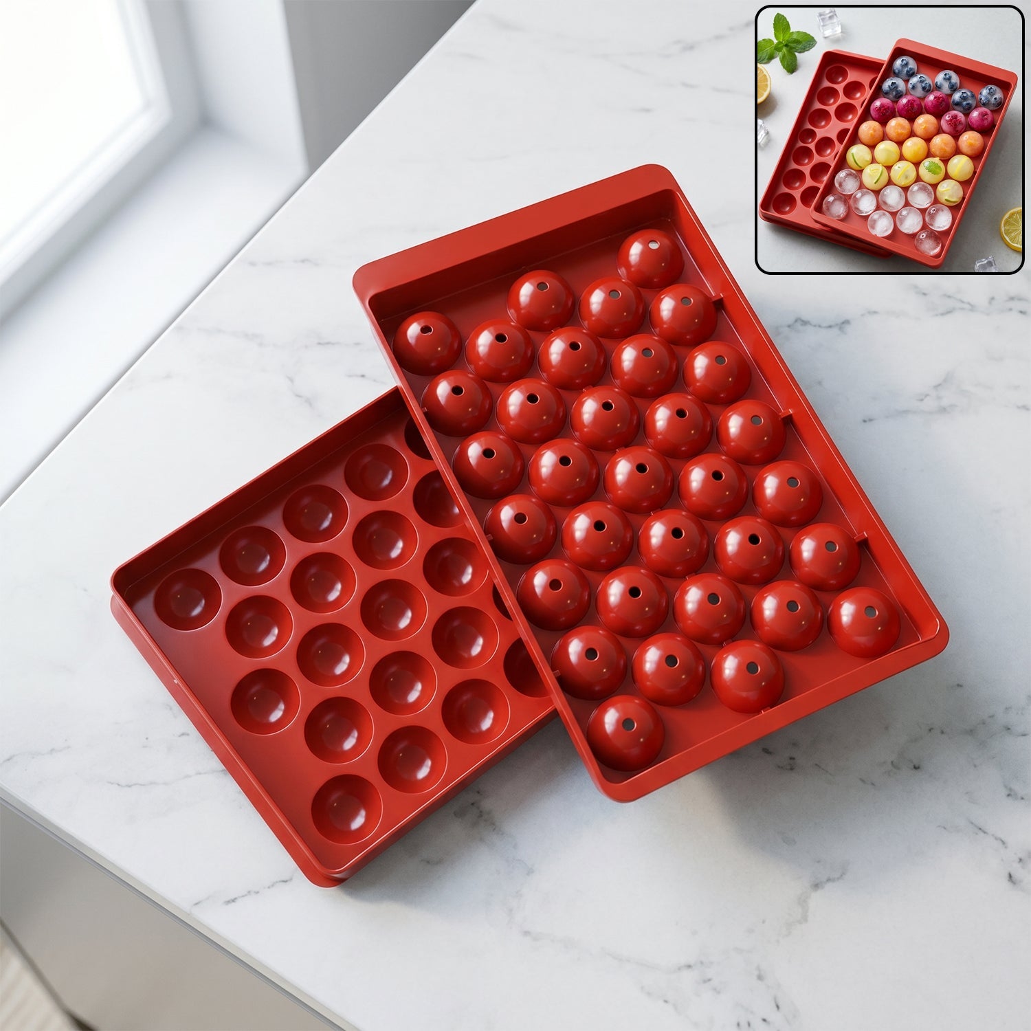 Red plastic lollipop maker mold for homemade candies
