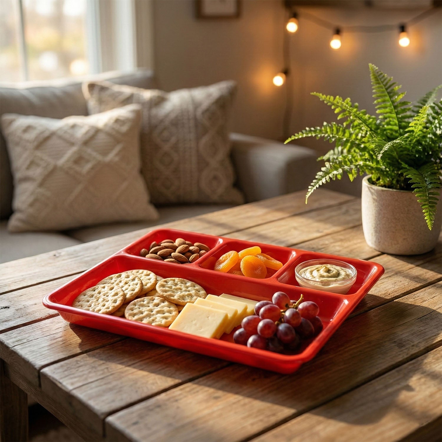Plastic compartment serving tray ideal for food portion control