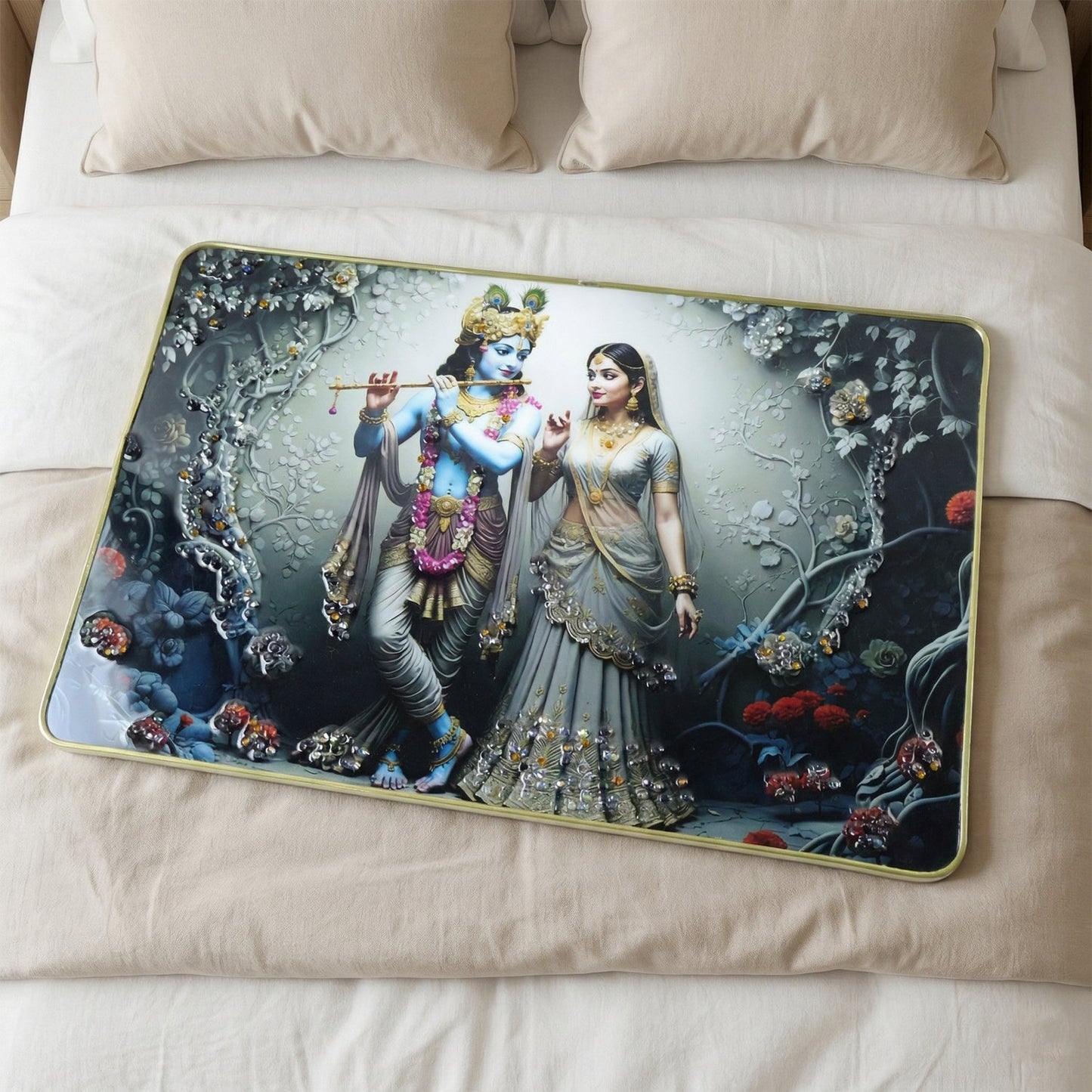 Divine Radha Krishna Wall Art Frame for spiritual ambiance