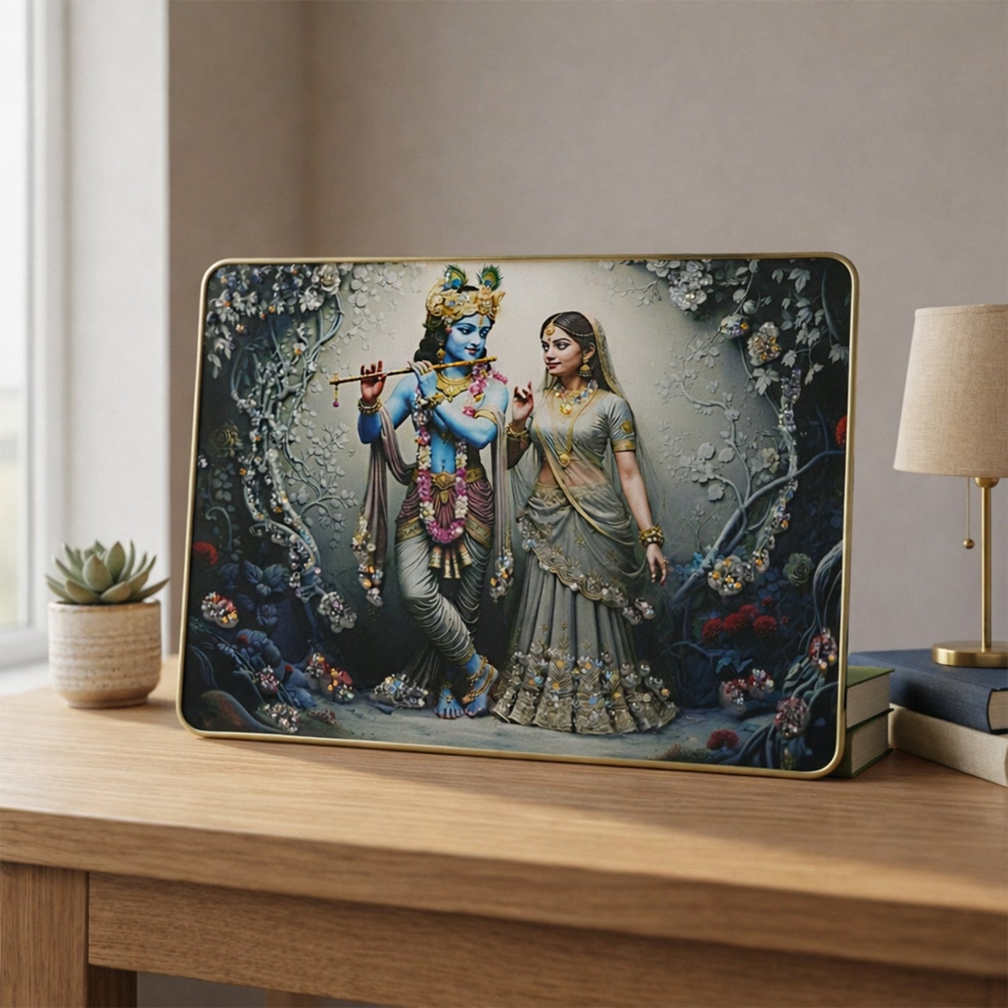 Radha Krishna Wall Frame – Elegant Spiritual Home Decor