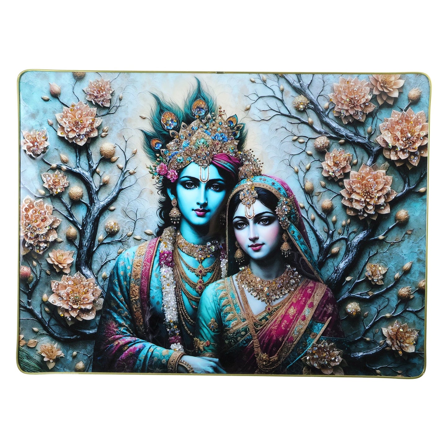 Elegant Radha Krishna art frame for home temple or living room