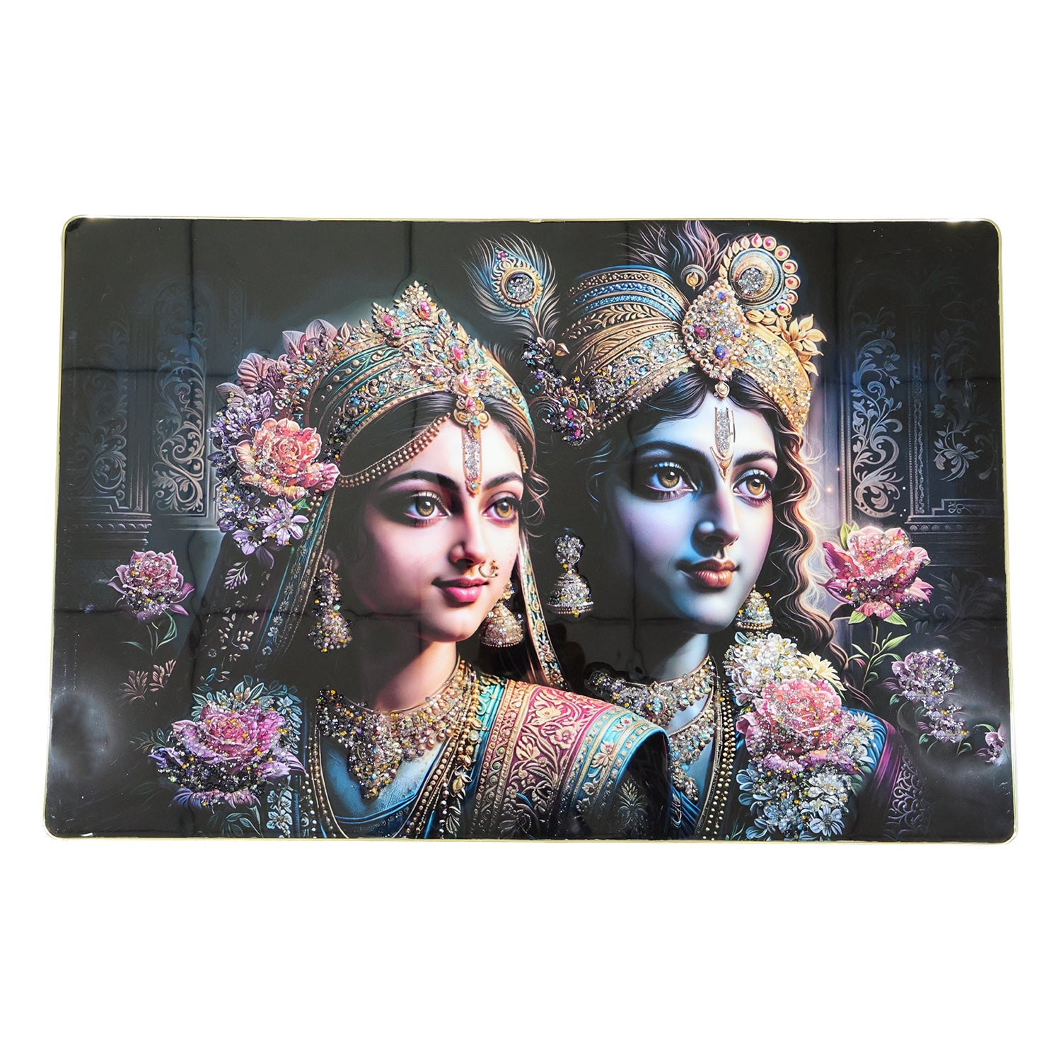 Decorative Radha Krishna wall frame for home and temple