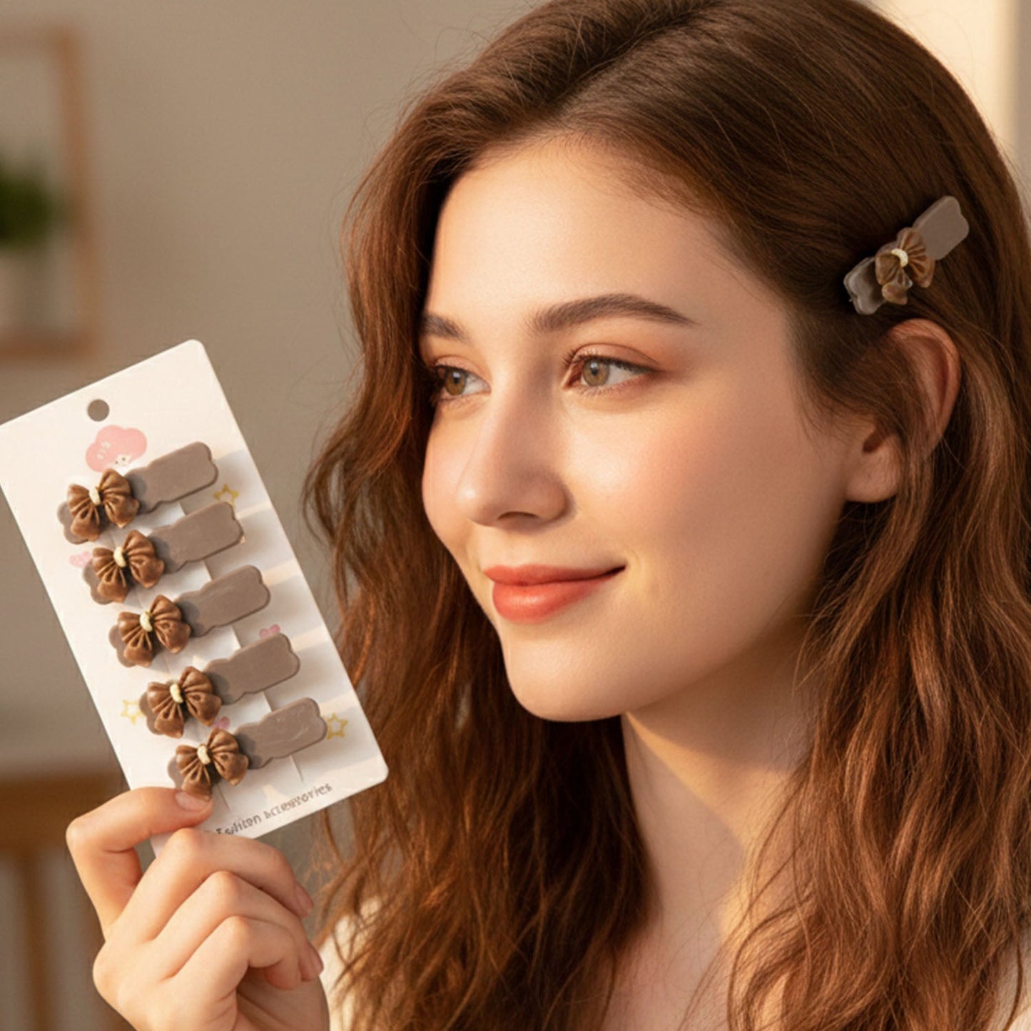 Bow design barrette from the stylish and lightweight hair clip set