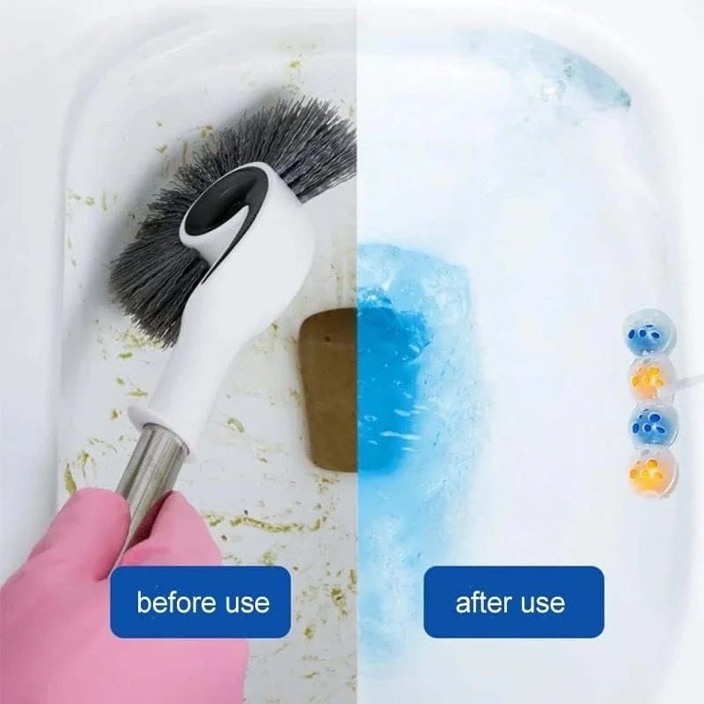 Toilet cleaning balls set showing cleaner balls for hygiene