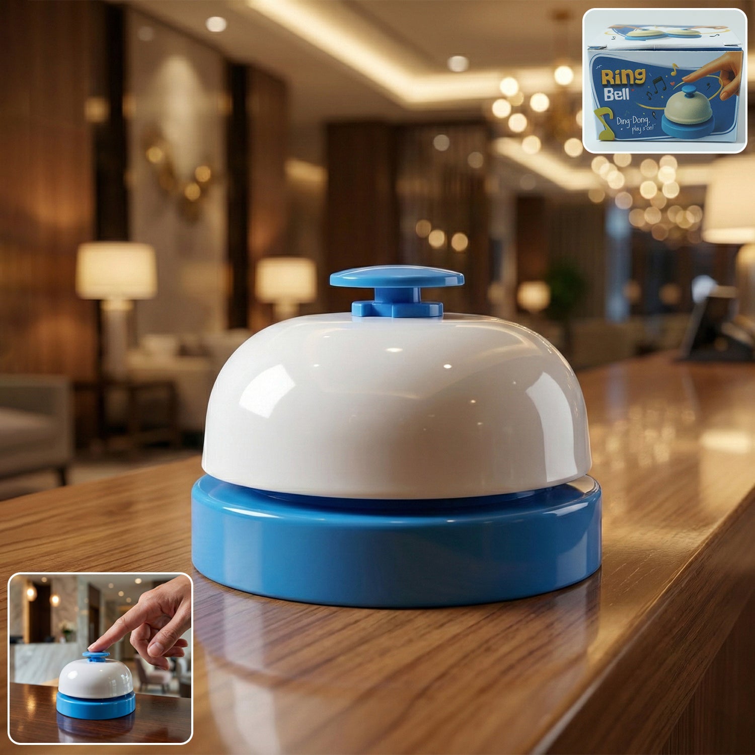 Desk ring bell with loud sound placed on white background