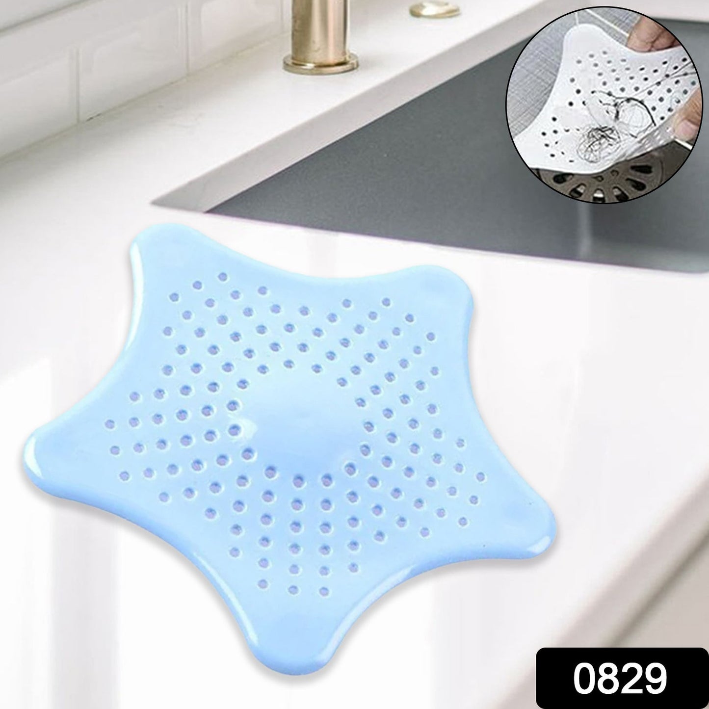 Close-up of the durable silicone sink filter with strong suction cups for secure fit.