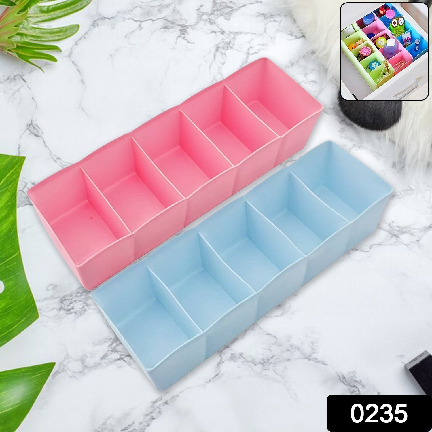 Organivo 5-compartment socks storage organizer made of durable PP plastic.