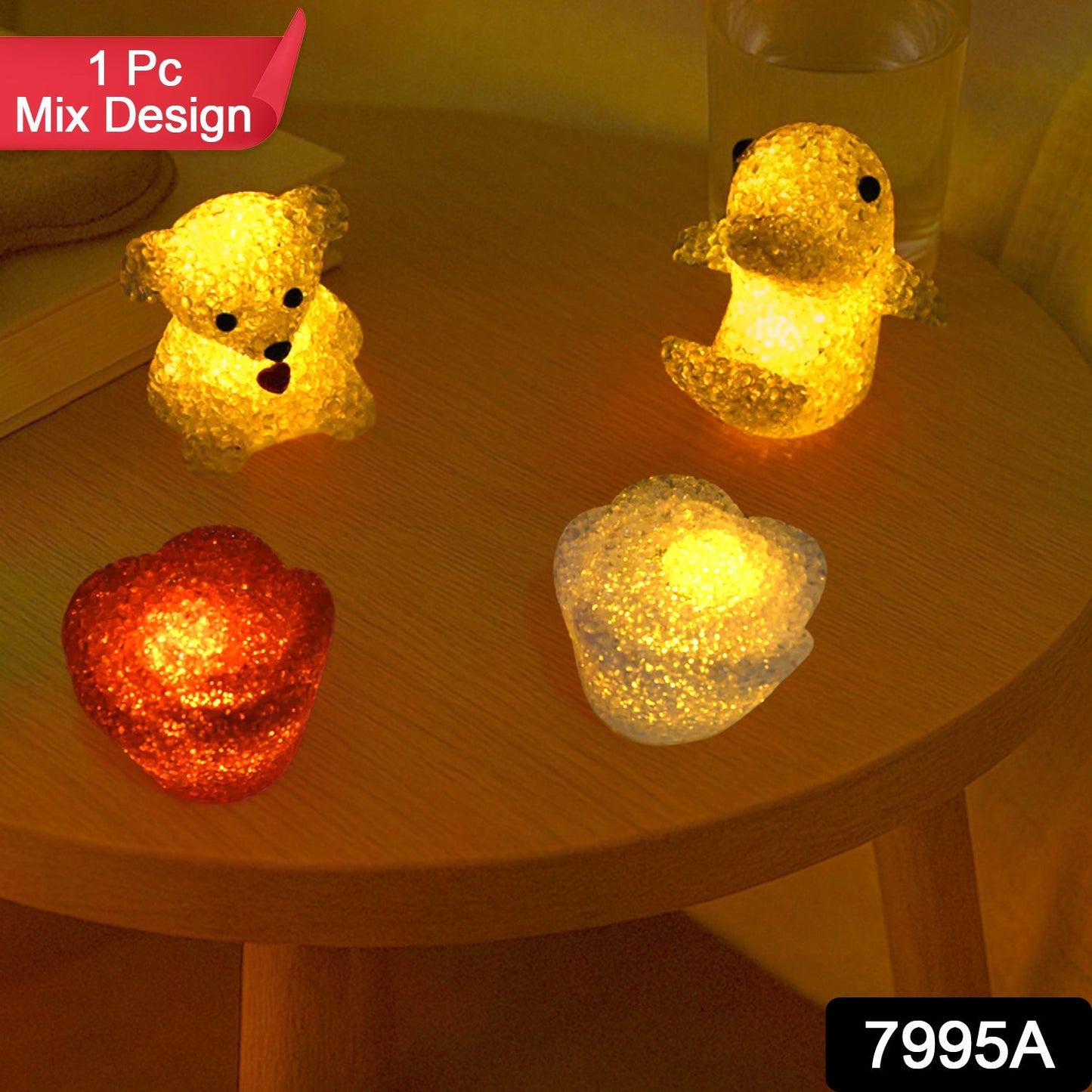 Close-up of a multi-shape LED Crystal Night Light showcasing its elegant design.