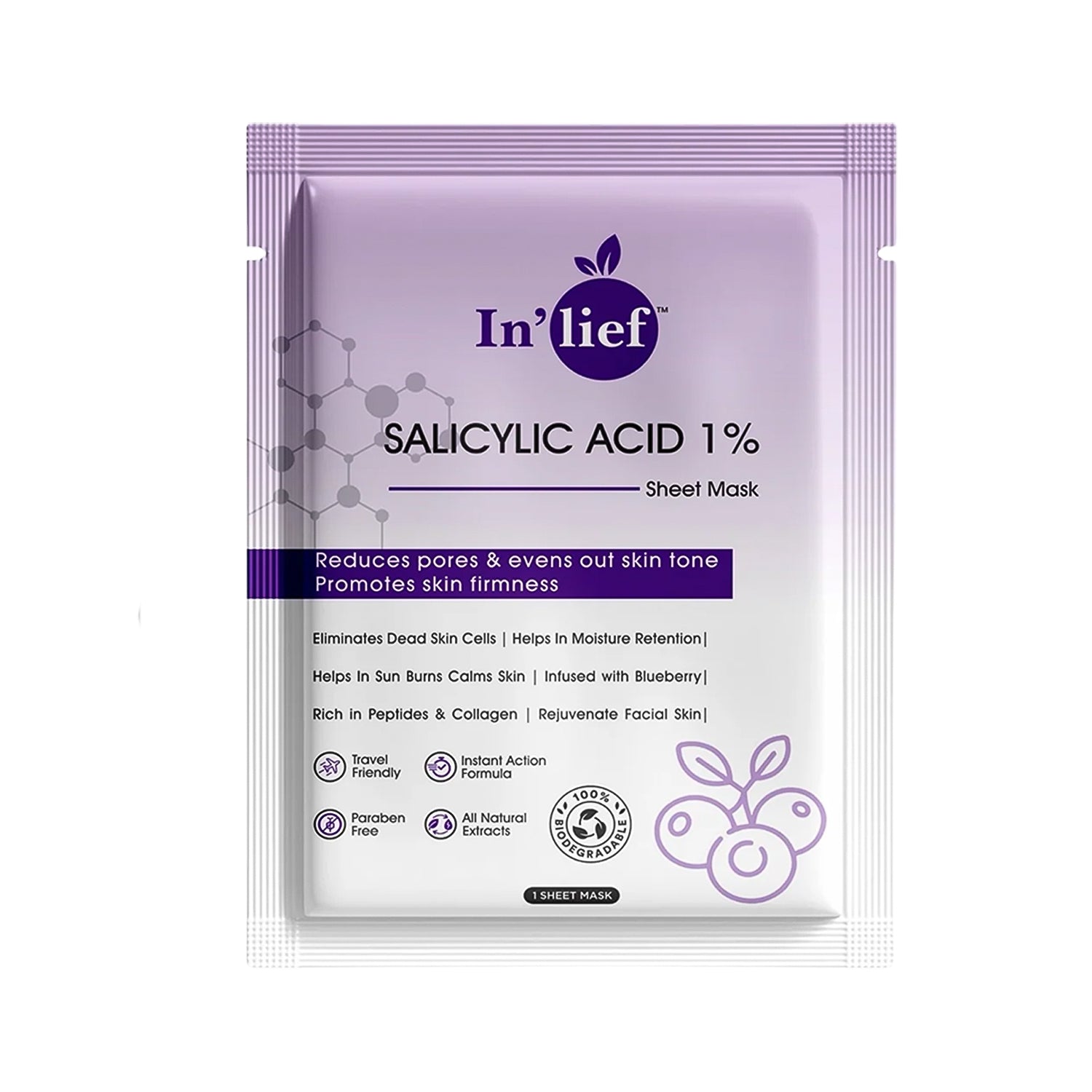 Illustration showing how to use Salicylic Acid 1% Sheet Mask