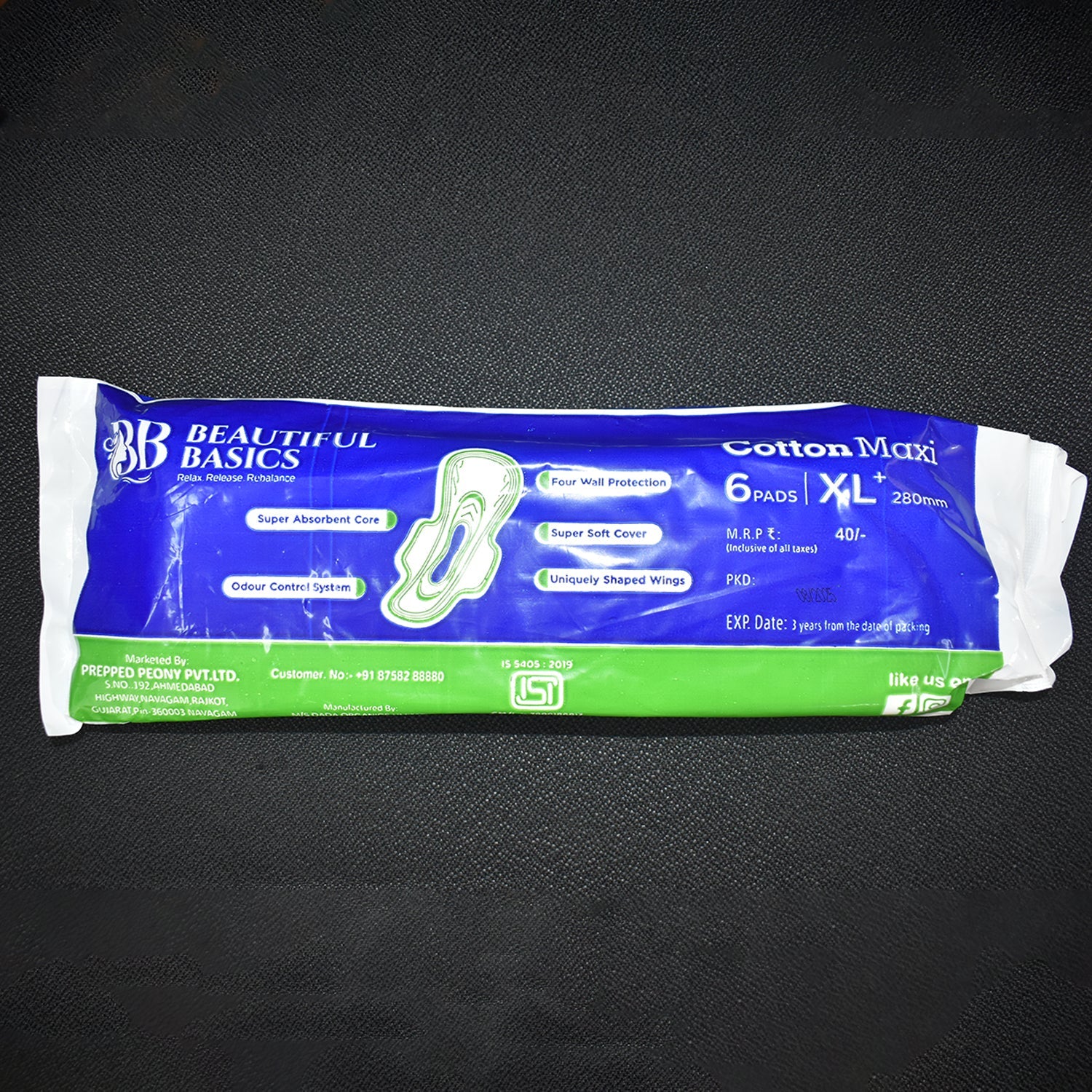 Individual Blue Lady Sanitary Pad packaging ensuring hygiene during menstrual cycle