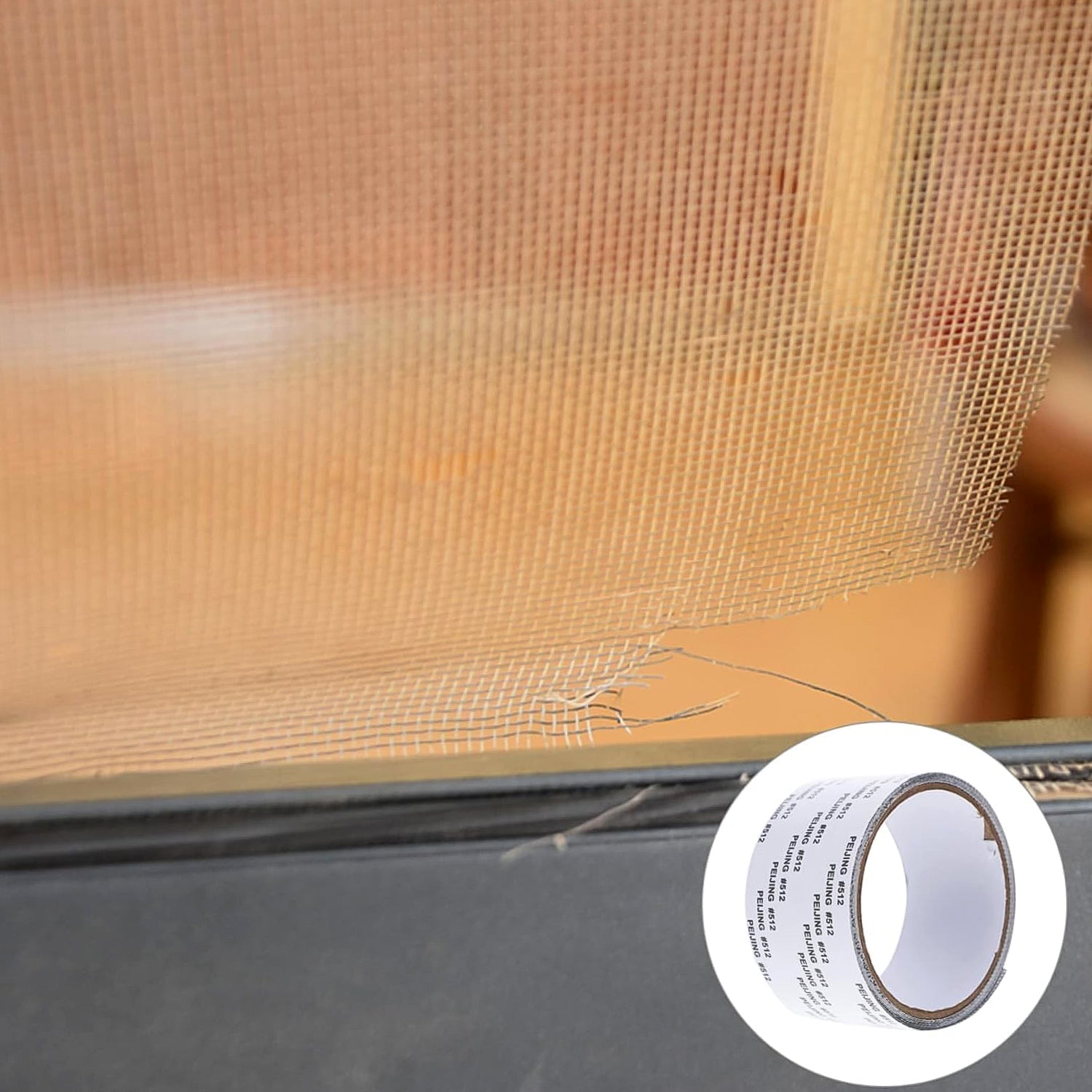 Fiberglass mesh repair tape designed for mosquito nets and screen repairs