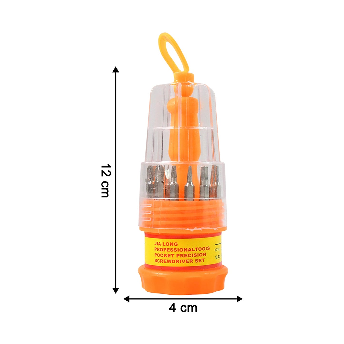 Open view of precision screwdriver set with organized bits