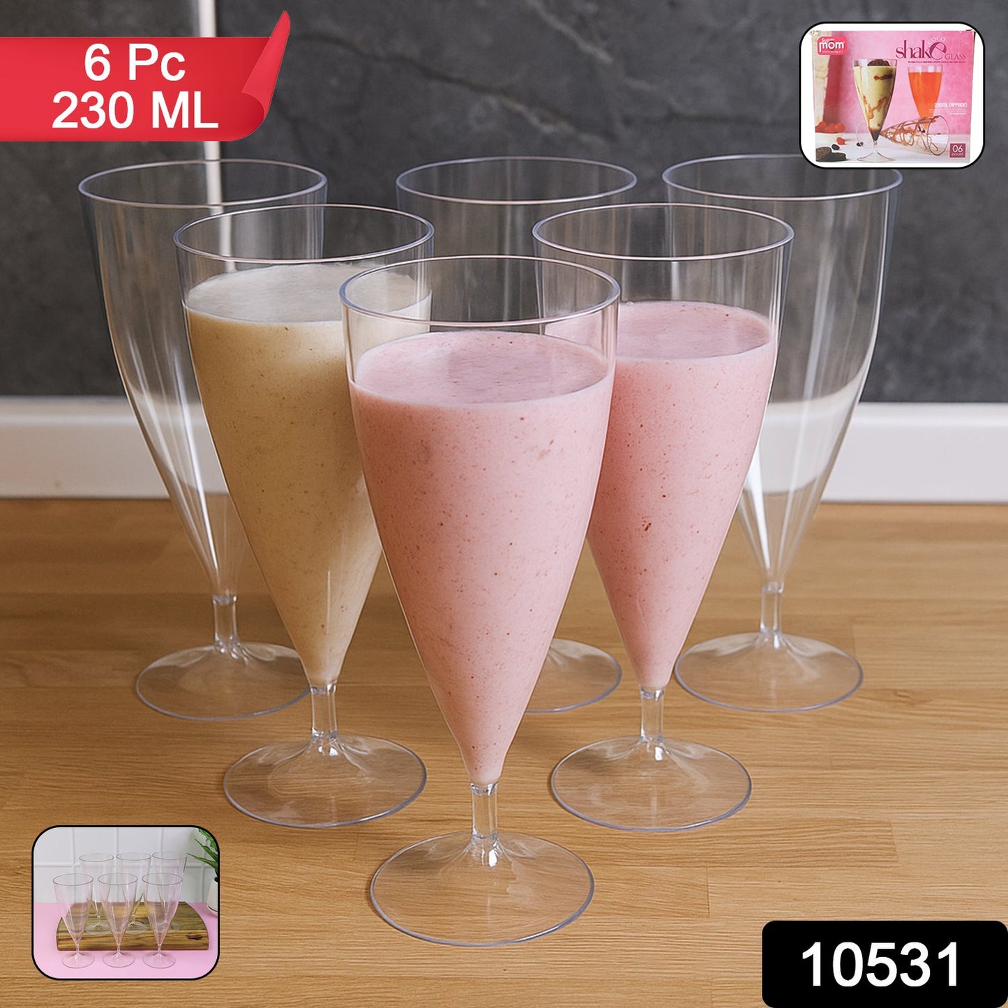 Elegant transparent Plastic Shake Coco Glass Set for stylish serving