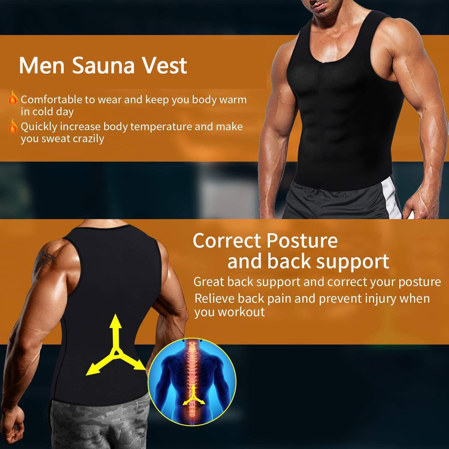 Side view of neoprene sweat shaper vest for men