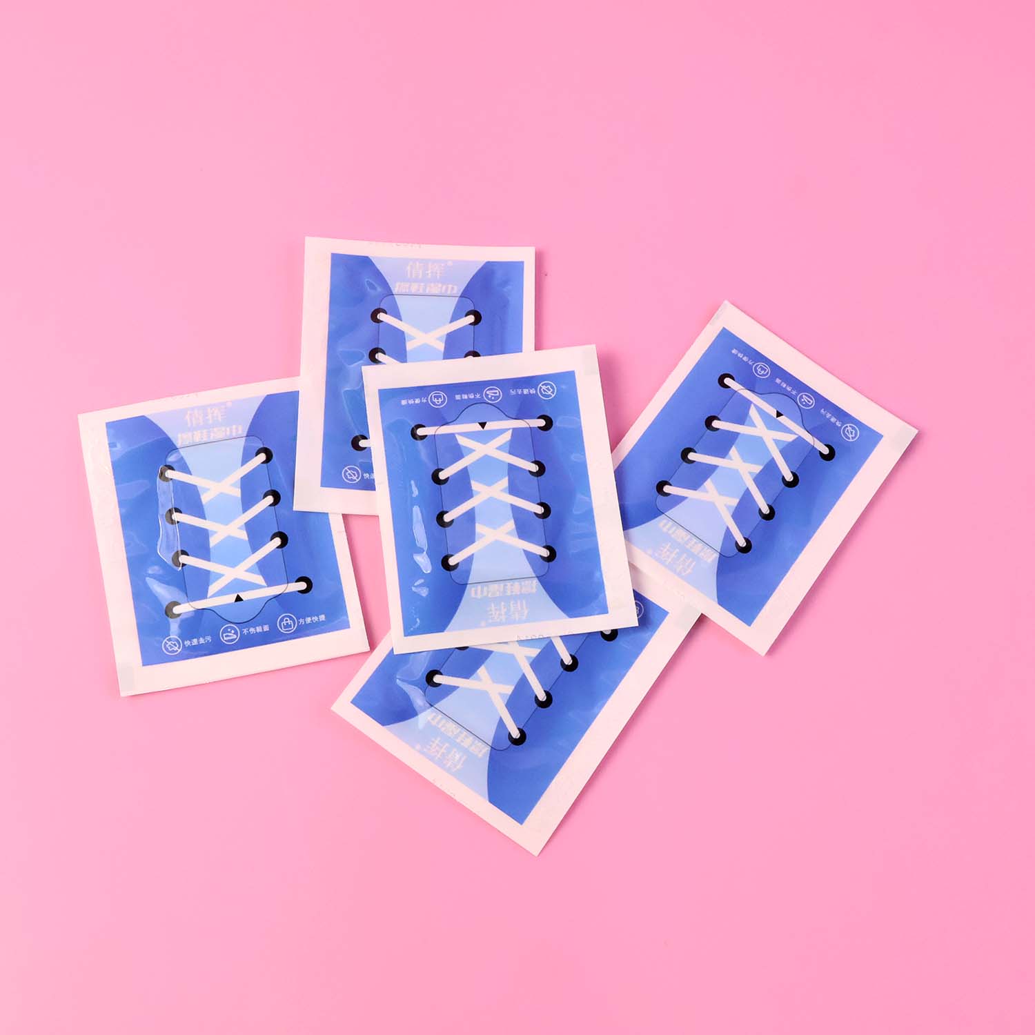 Front view of resealable shoe cleaning wipes packet